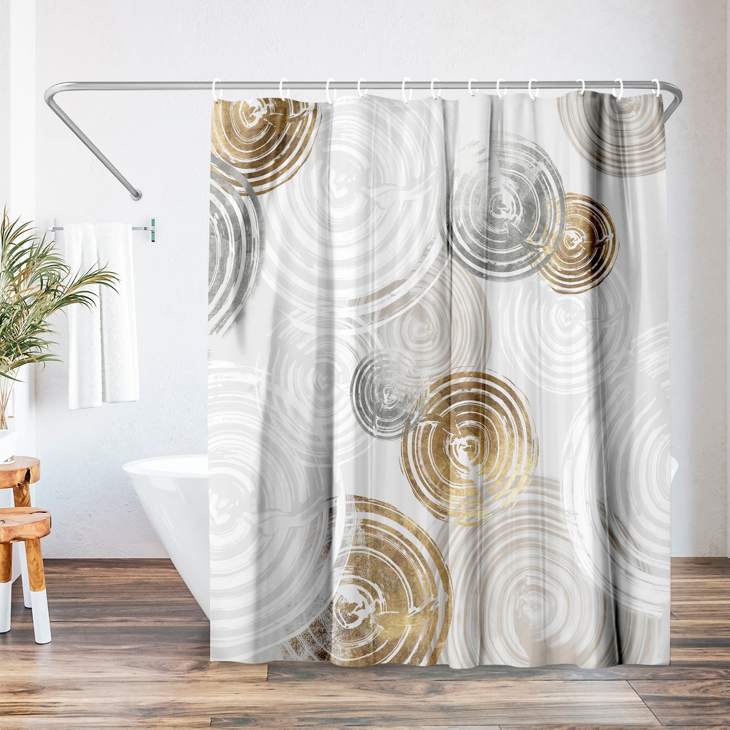 71" x 74" Abstract Shower Curtain with 12 Hooks, Spinning I by Pi Creative Art