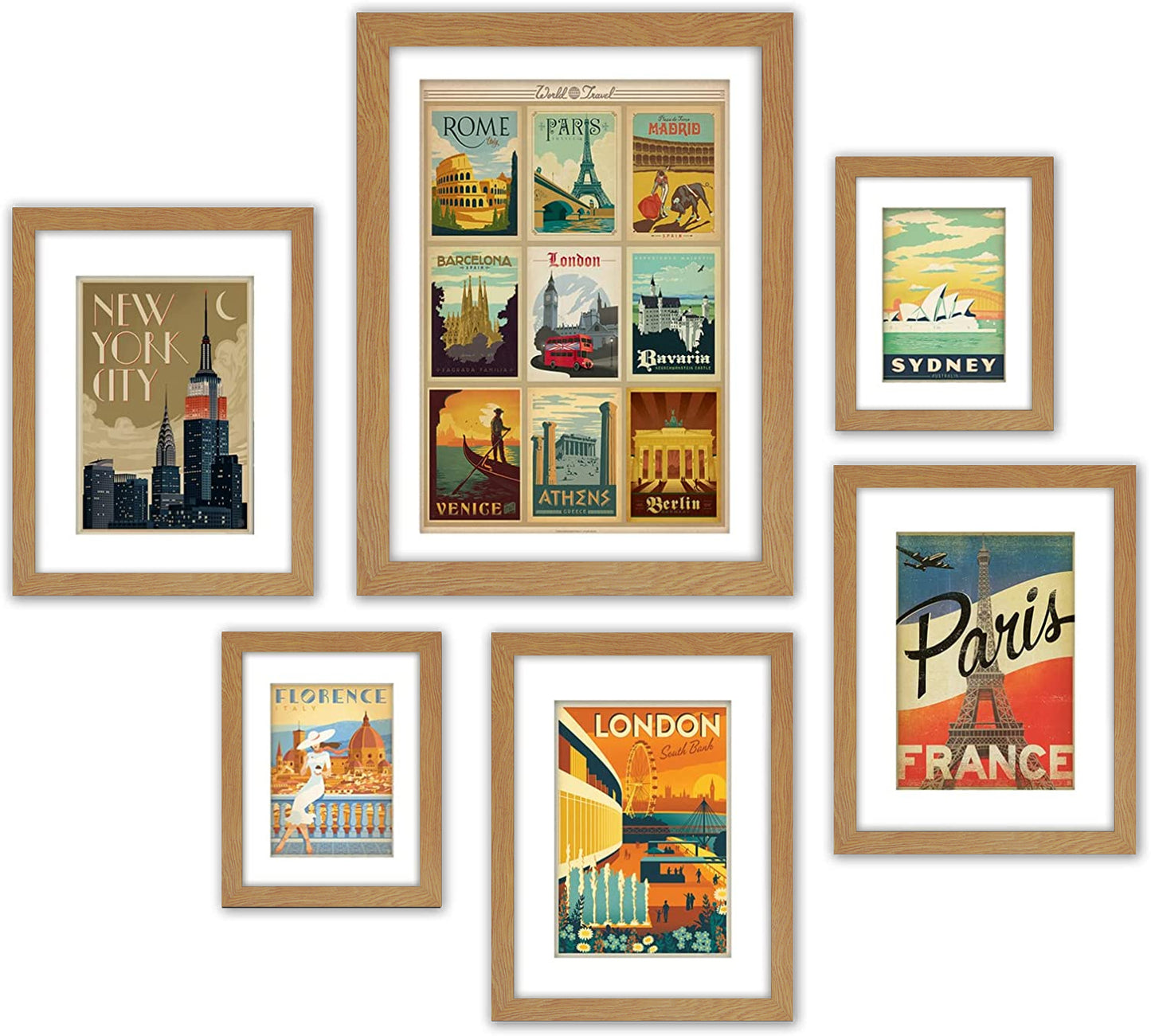 Black and White World Cities by Anderson Design Group - 6 Piece Framed Gallery Wall Set