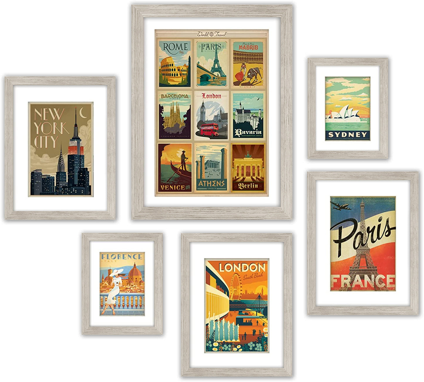 Black and White World Cities by Anderson Design Group - 6 Piece Framed Gallery Wall Set