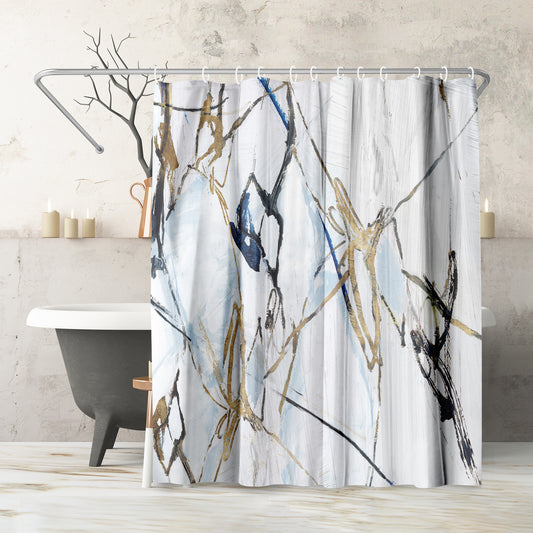 71" x 74" Abstract Shower Curtain with 12 Hooks, Moonstruck I by PI Creative Art