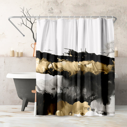 71" x 74" Abstract Shower Curtain with 12 Hooks, Drizzle Ii by PI Creative Art