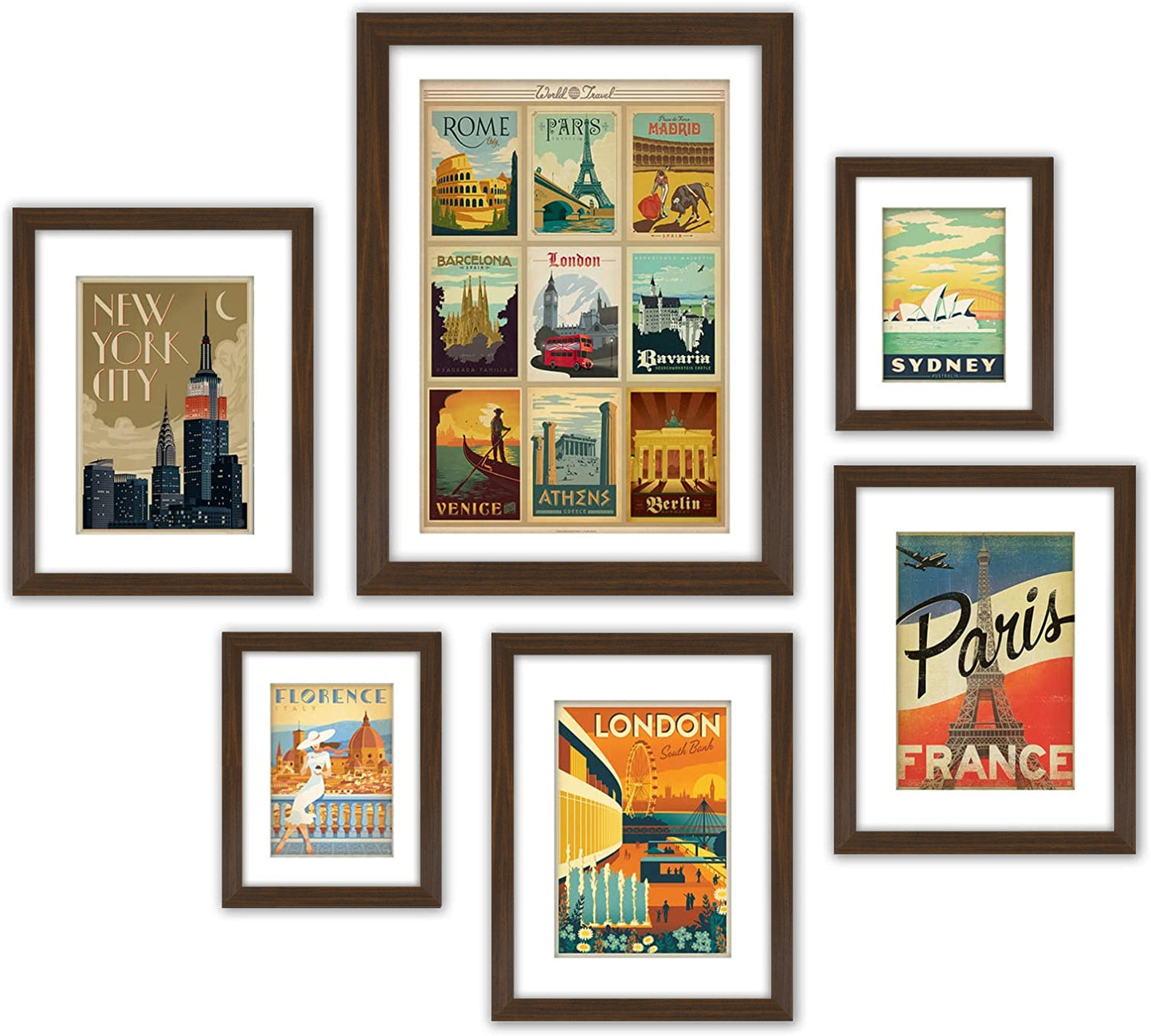 Black and White World Cities by Anderson Design Group - 6 Piece Framed Gallery Wall Set