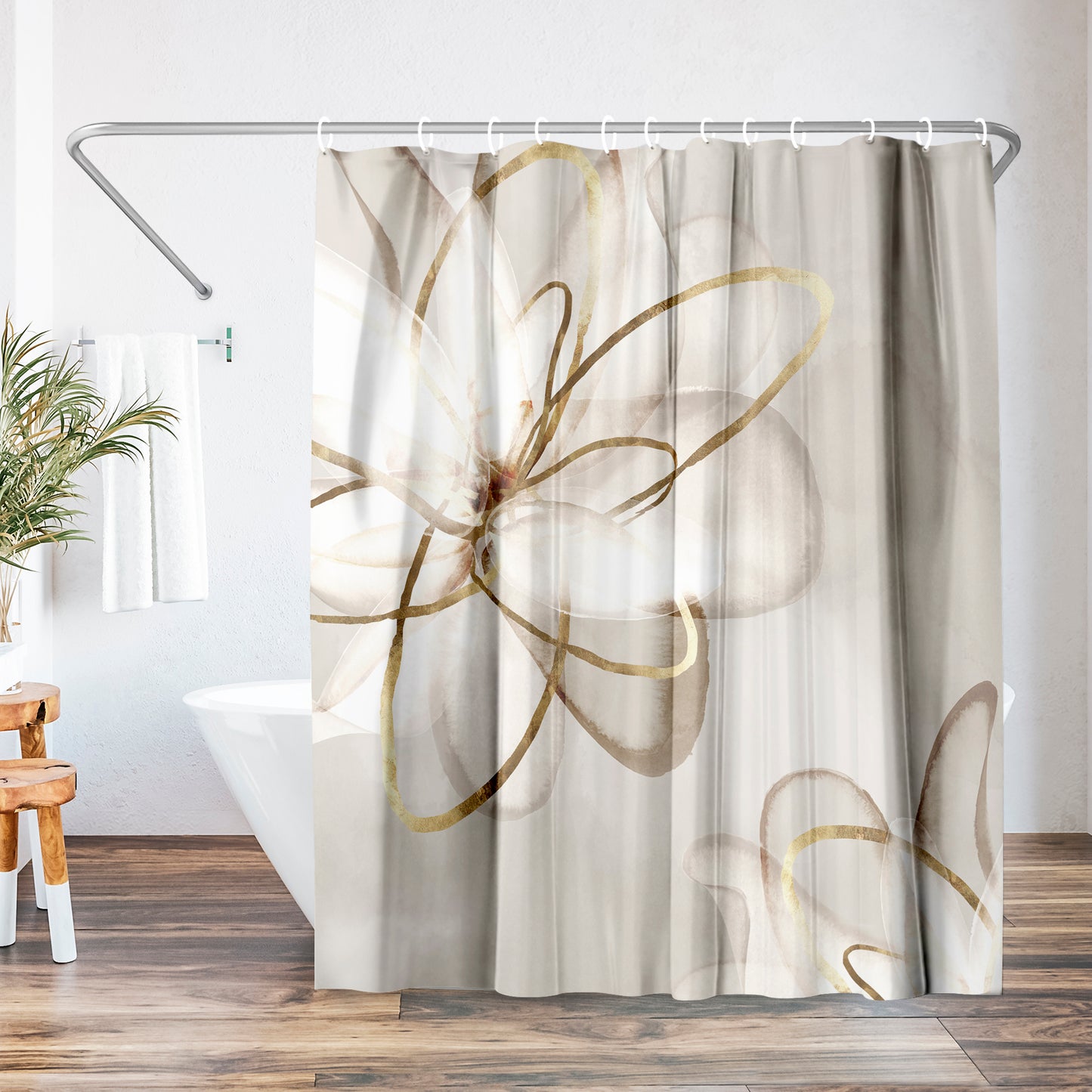 71x74 Abstract Shower Curtain with 12 Metal Grommets | Transparent Beauty