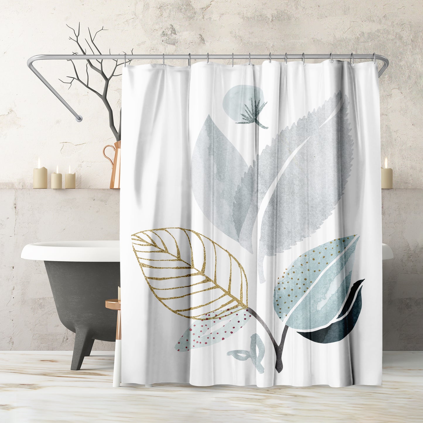 71" x 74" Decorative Shower Curtain with 12 Hooks, Forest Friends by Modern Tropical