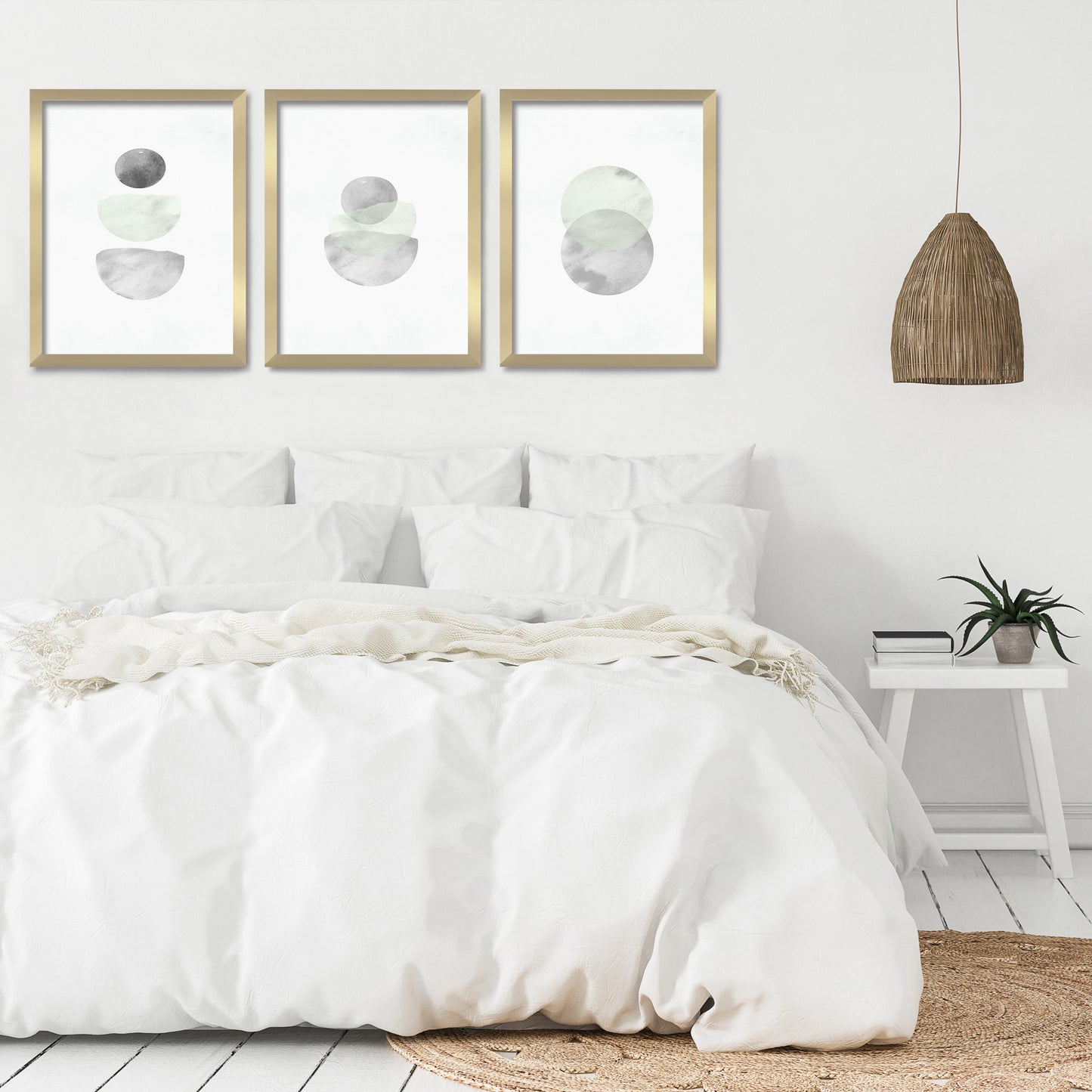 Retro Geo in Stone by Tanya Shumkina - 3 Piece Framed Triptych Wall Art Set