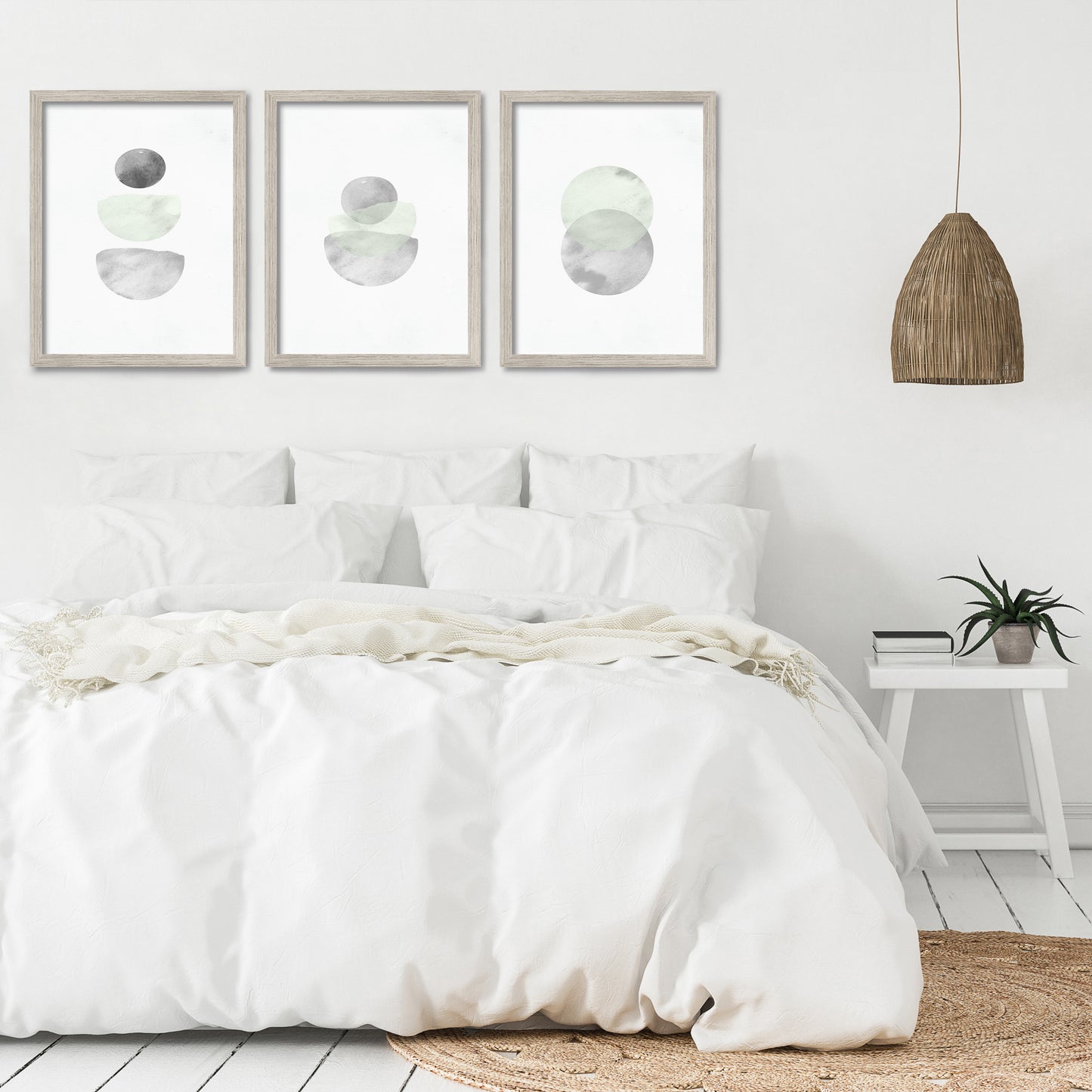 Retro Geo in Stone by Tanya Shumkina - 3 Piece Framed Triptych Wall Art Set