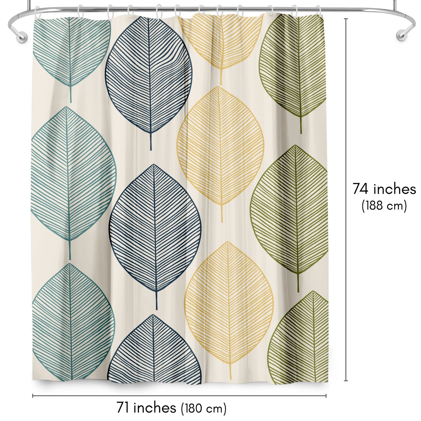 71x74 Botanical Shower Curtain with 12 Metal Grommets | Multicolor