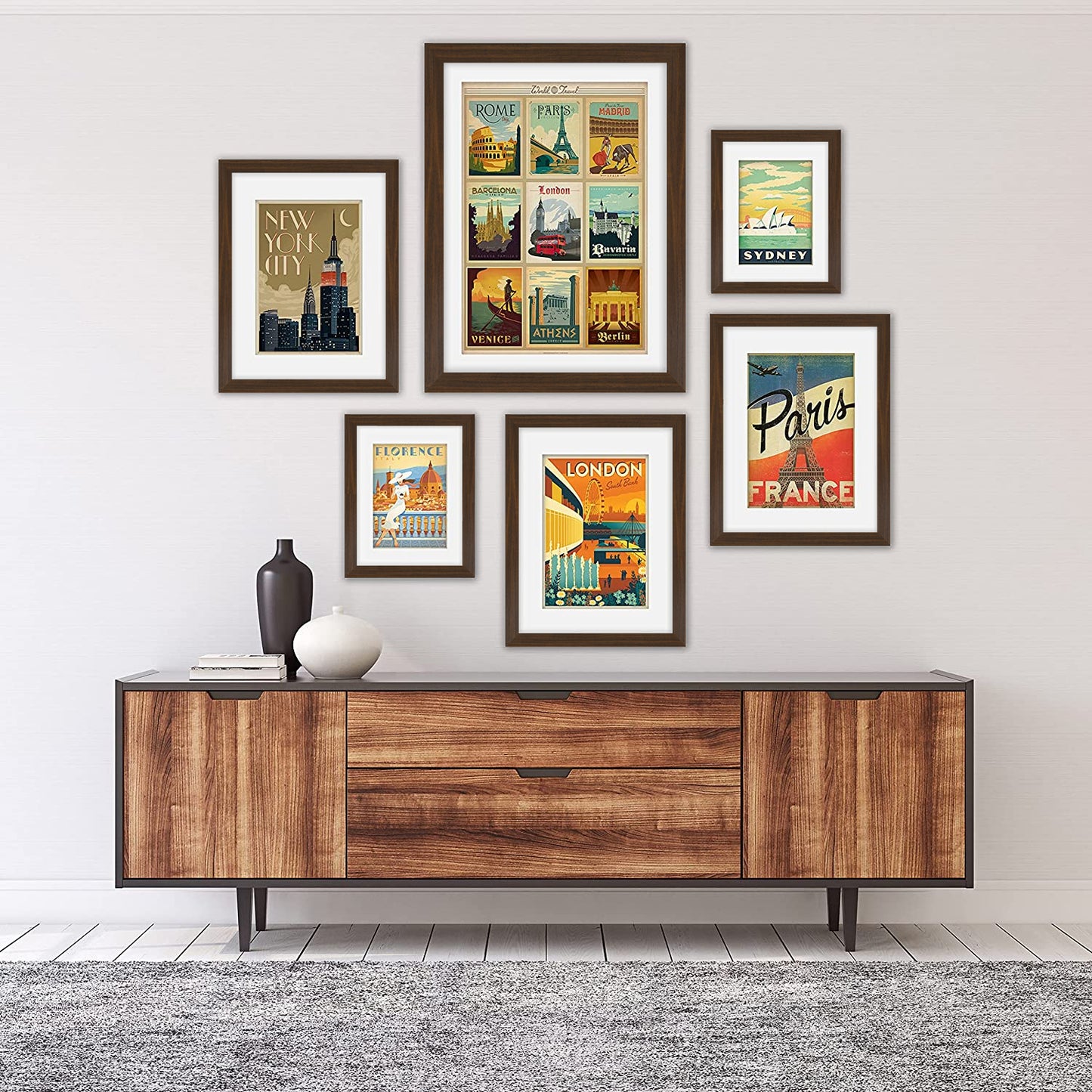 Black and White World Cities by Anderson Design Group - 6 Piece Framed Gallery Wall Set