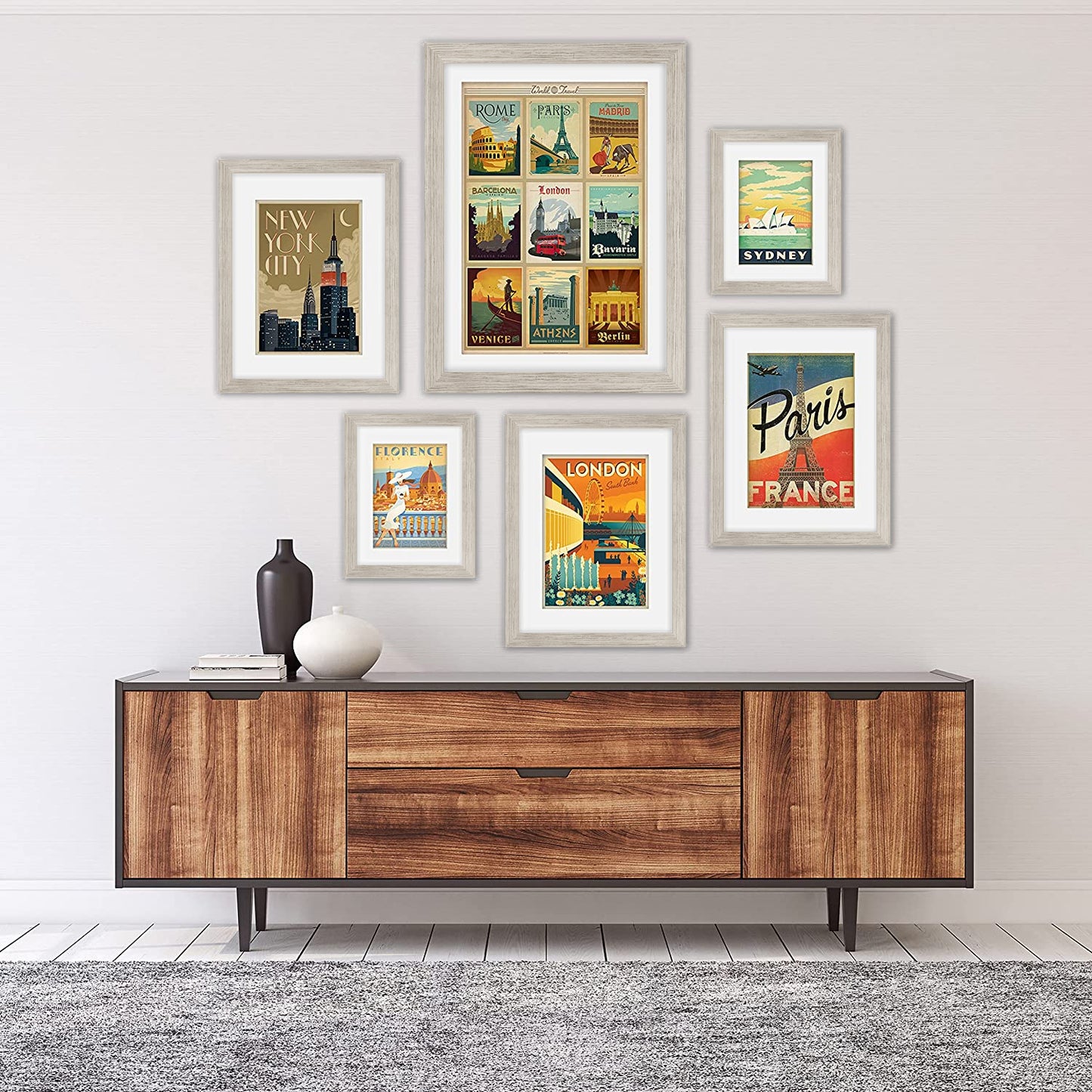 Black and White World Cities by Anderson Design Group - 6 Piece Framed Gallery Wall Set