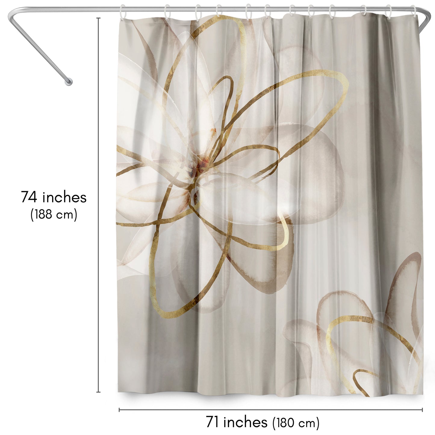71x74 Abstract Shower Curtain with 12 Metal Grommets | Transparent Beauty