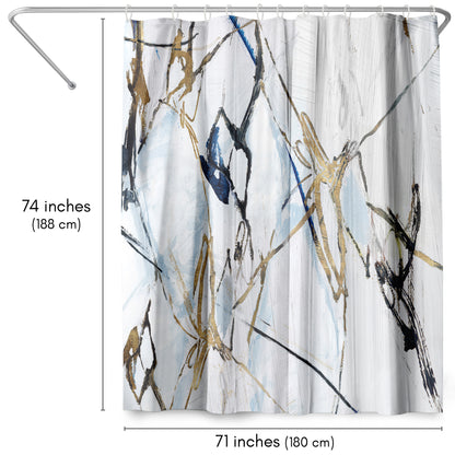 71" x 74" Abstract Shower Curtain with 12 Hooks, Moonstruck I by PI Creative Art