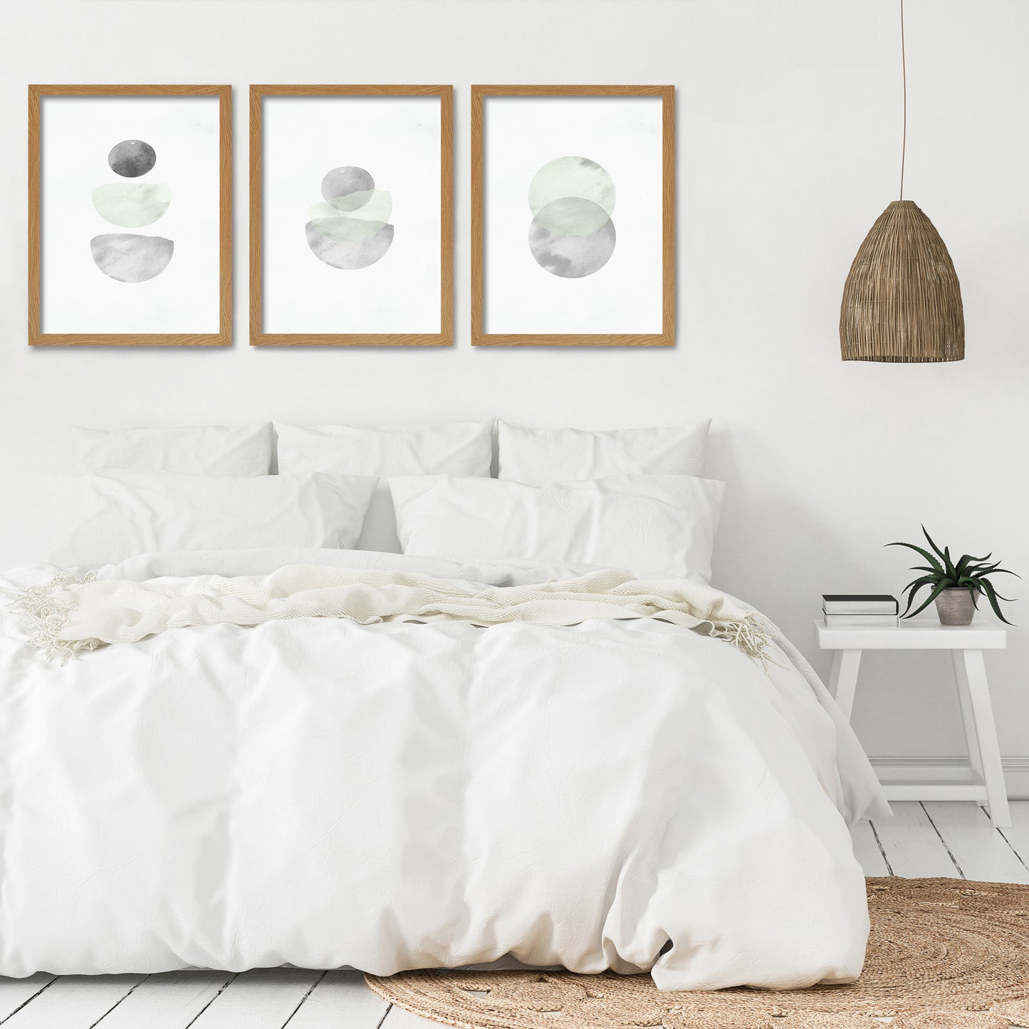 Retro Geo in Stone by Tanya Shumkina - 3 Piece Framed Triptych Wall Art Set