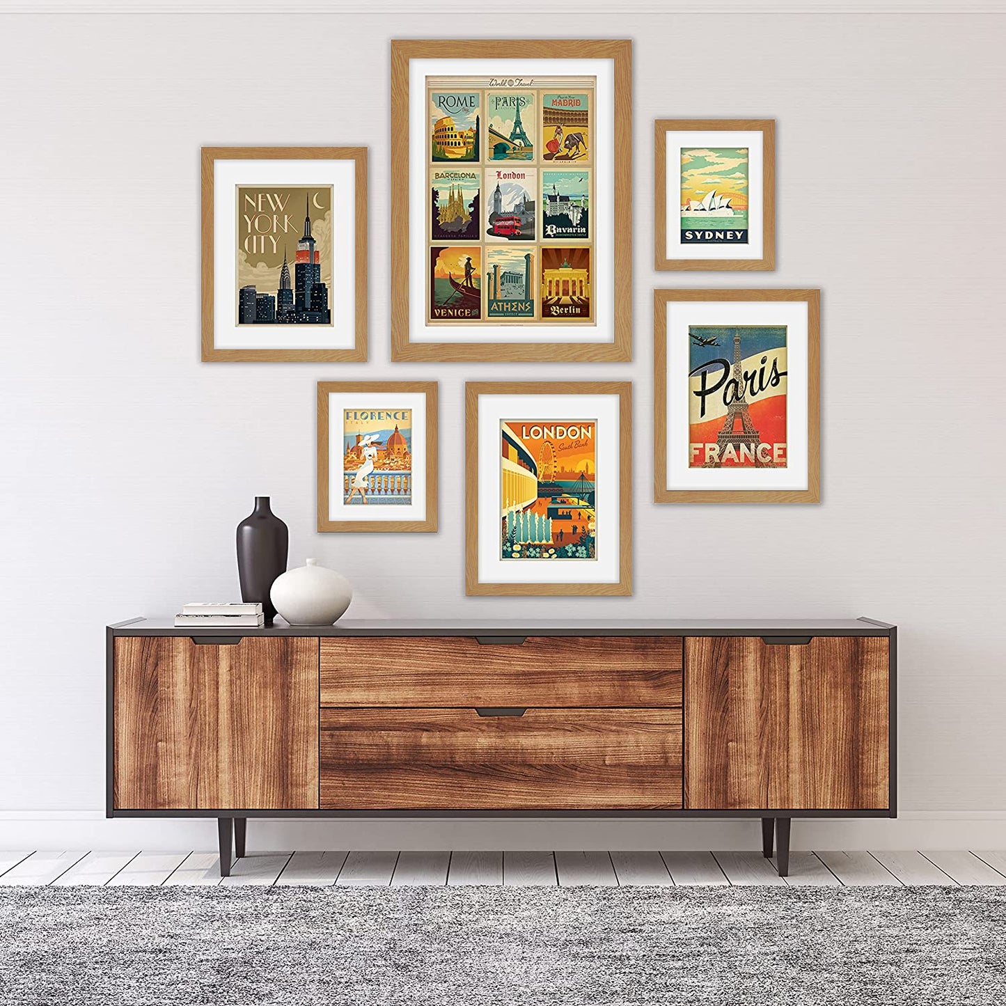 Black and White World Cities by Anderson Design Group - 6 Piece Framed Gallery Wall Set