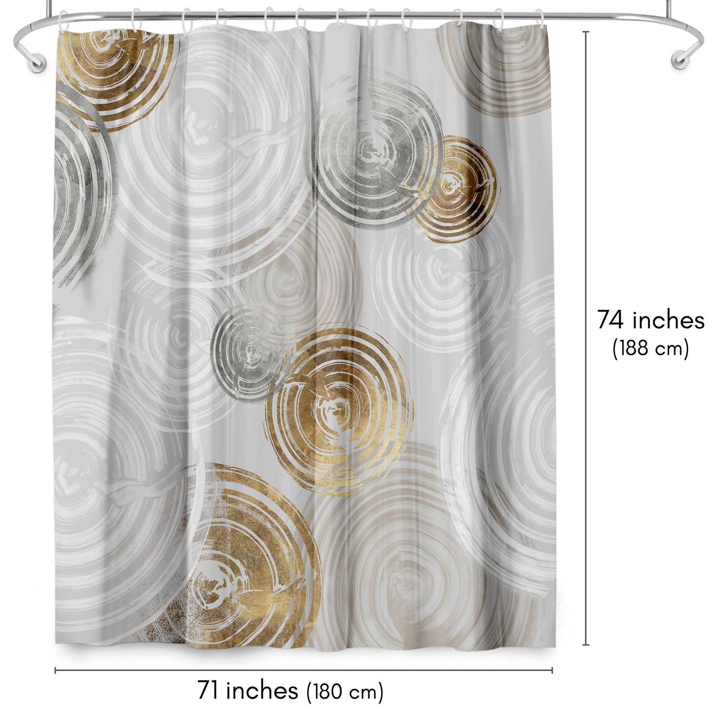 71" x 74" Abstract Shower Curtain with 12 Hooks, Spinning I by Pi Creative Art