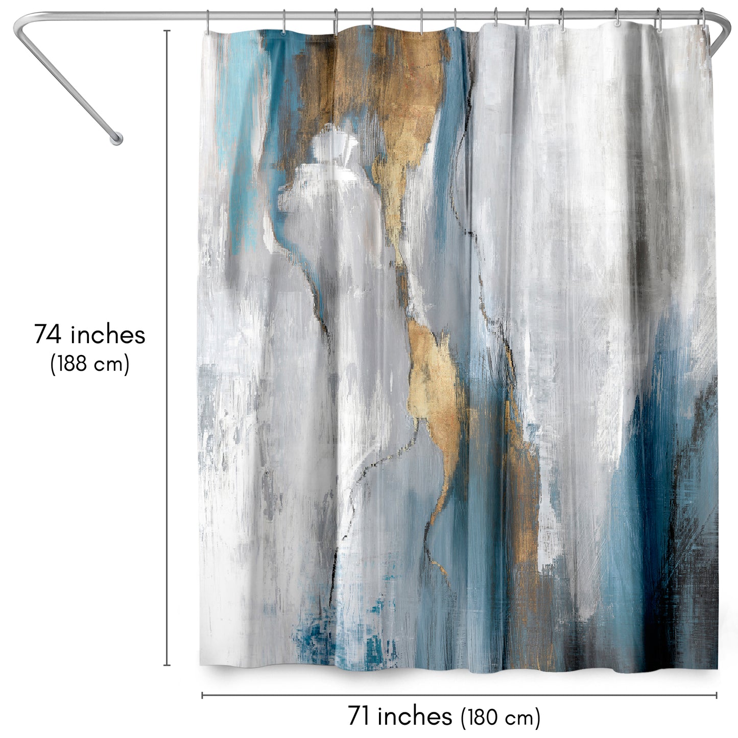 71" x 74" Abstract Shower Curtain with 12 Hooks, Revolving Motion Ii by PI Creative Art