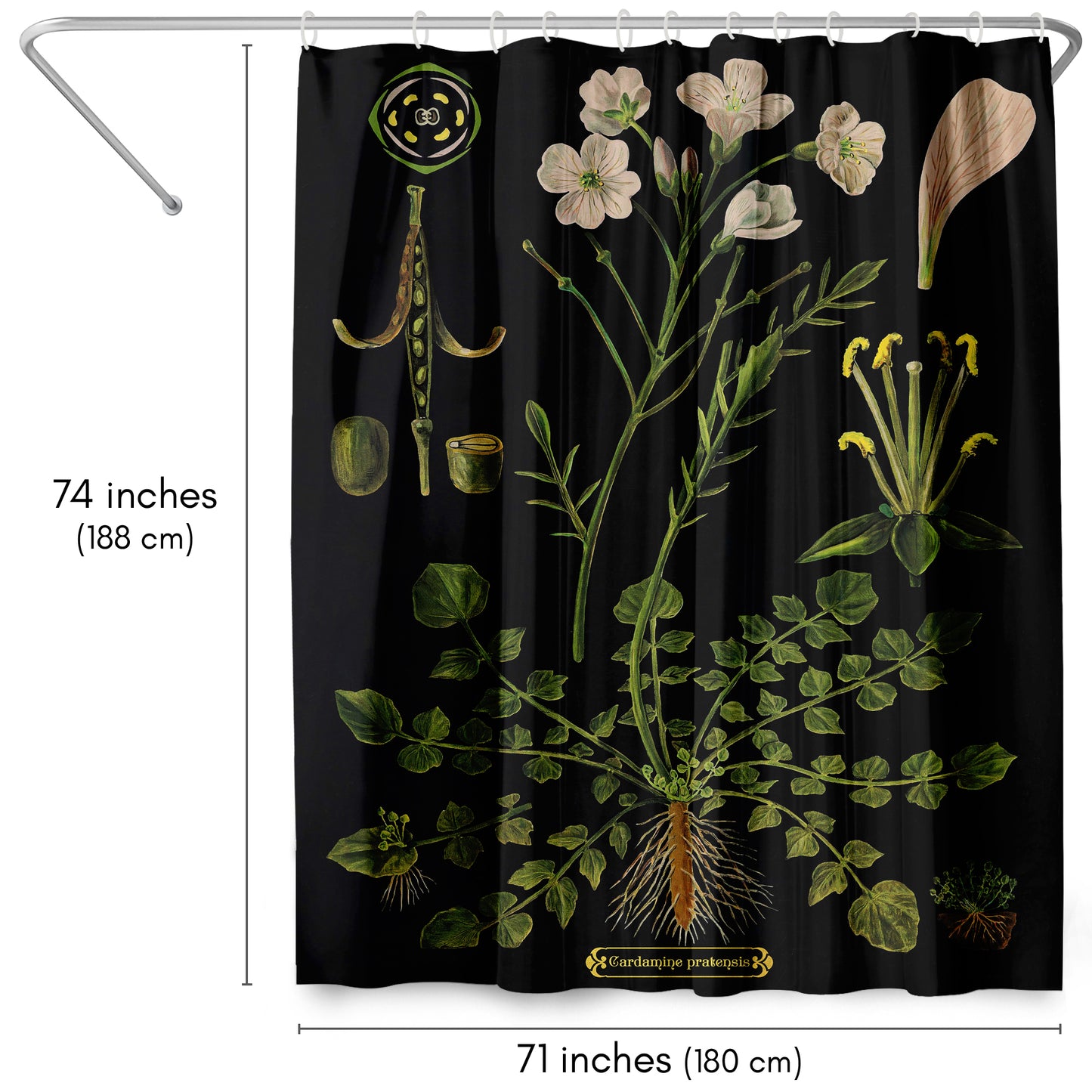 71x74 Botanical Shower Curtain with 12 Metal Grommets | Cuckoo Flower