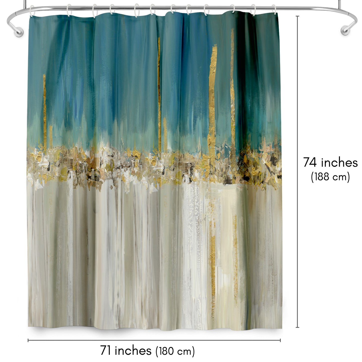 71x74 Abstract Shower Curtain with 12 Metal Grommets | Blue Batik