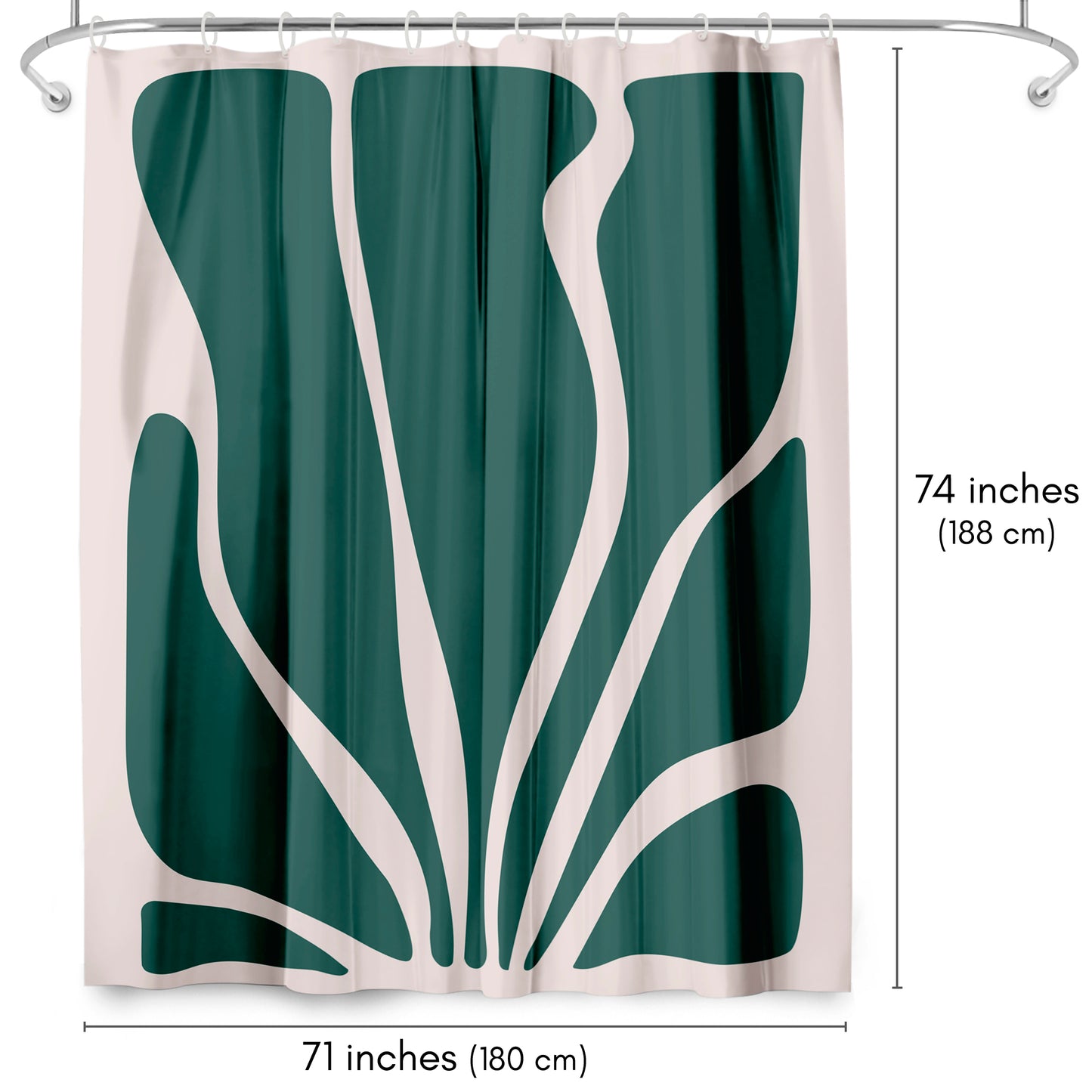 71x74 Abstract Shower Curtain with 12 Metal Grommets | Bold Seaweed Design