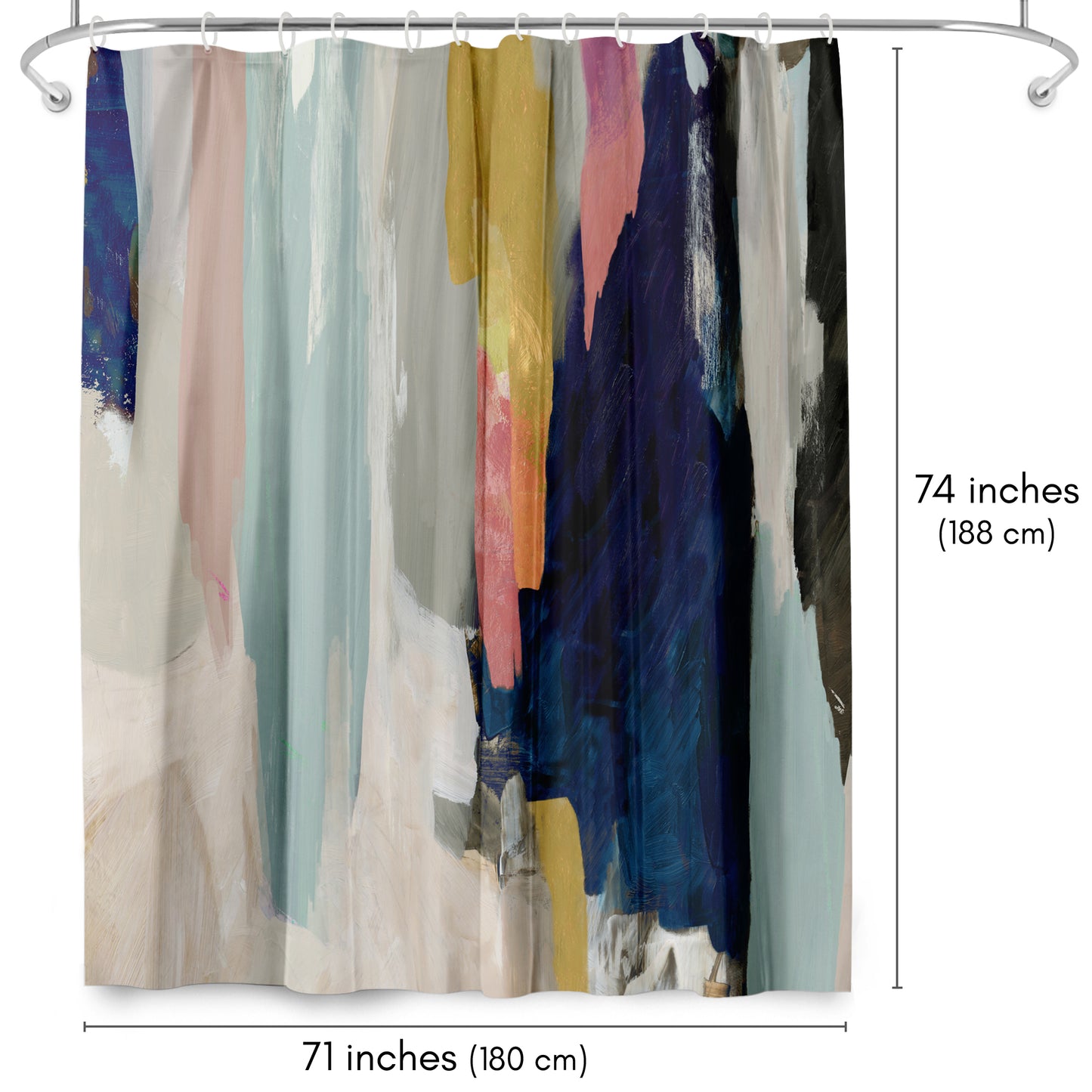 71x74 Abstract Shower Curtain with 12 Metal Grommets | Somber