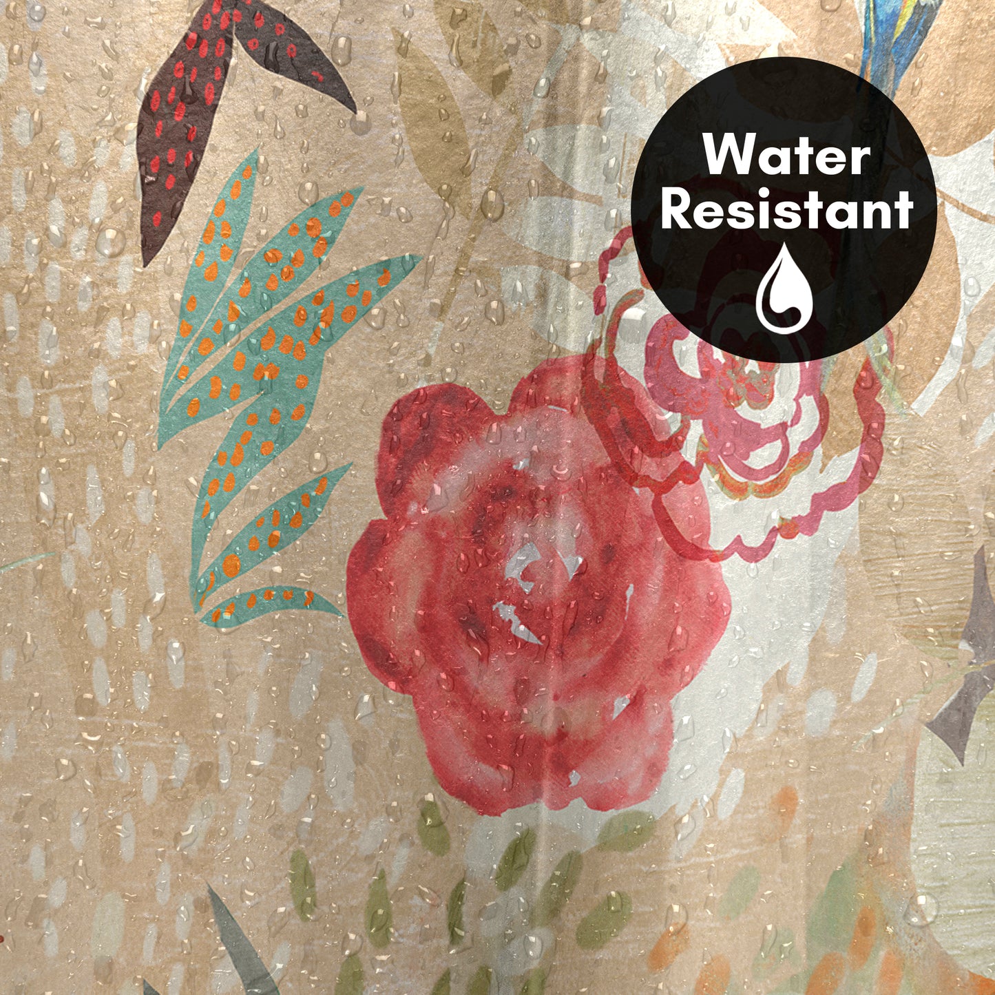 71x74 Abstract Shower Curtain with 12 Metal Grommets | Botanical-Inspired