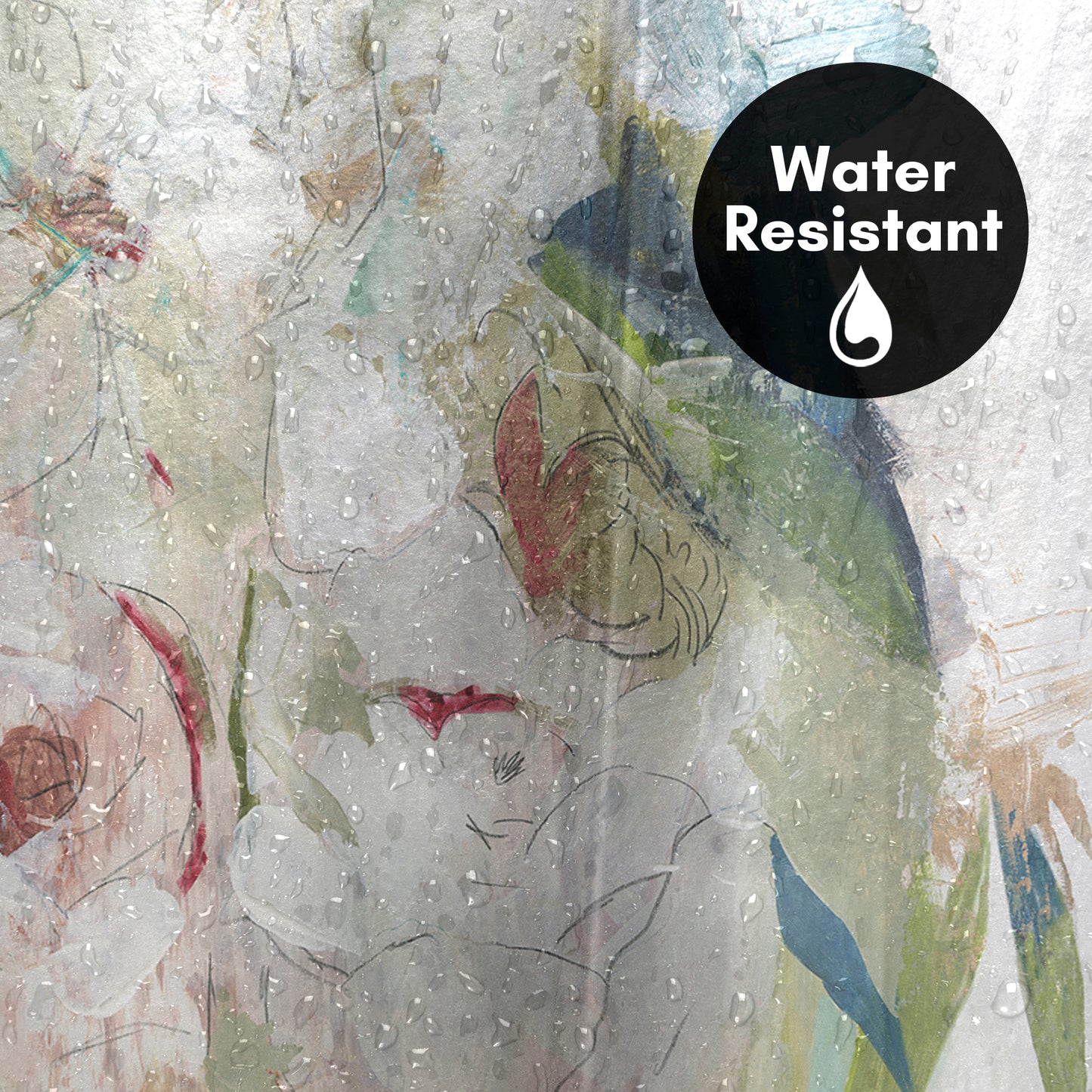 71x74 Abstract Shower Curtain with 12 Metal Grommets | Blissful Peony