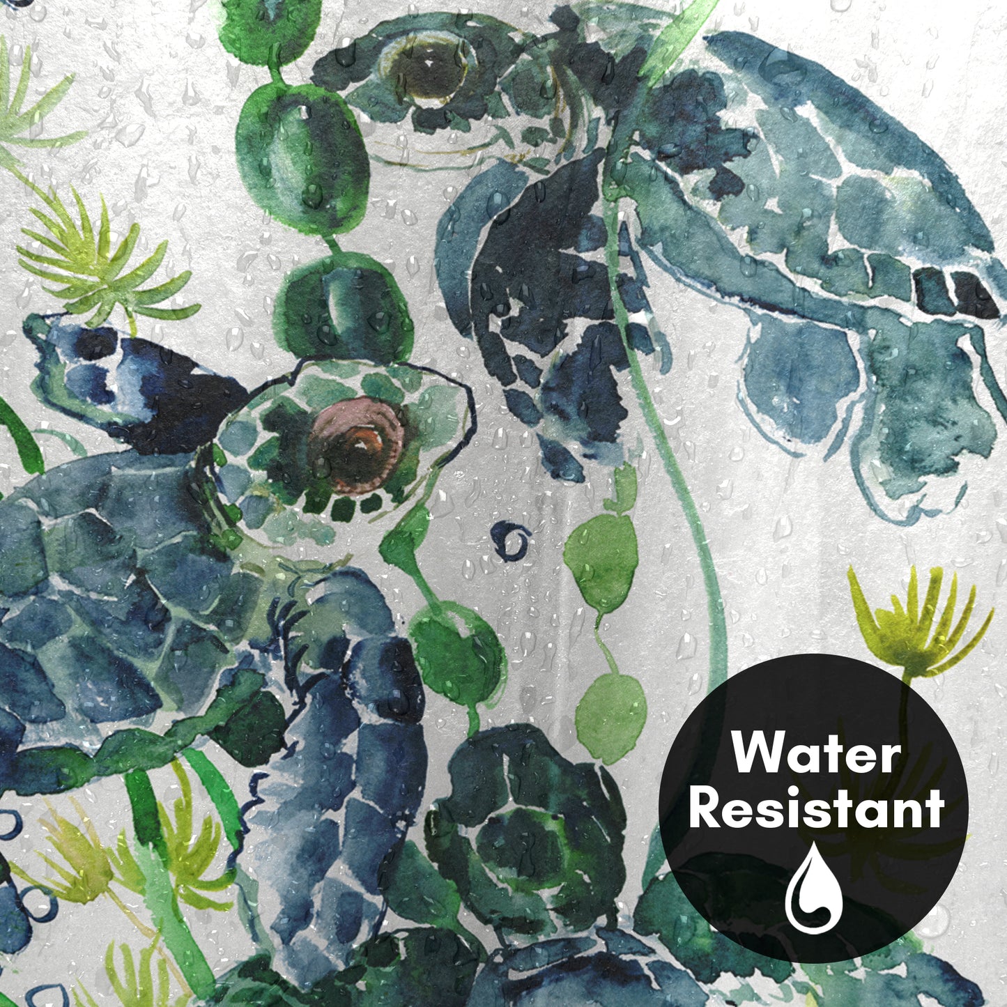 71x74 Sea Turtle Shower Curtain with 12 Metal Grommets | Green