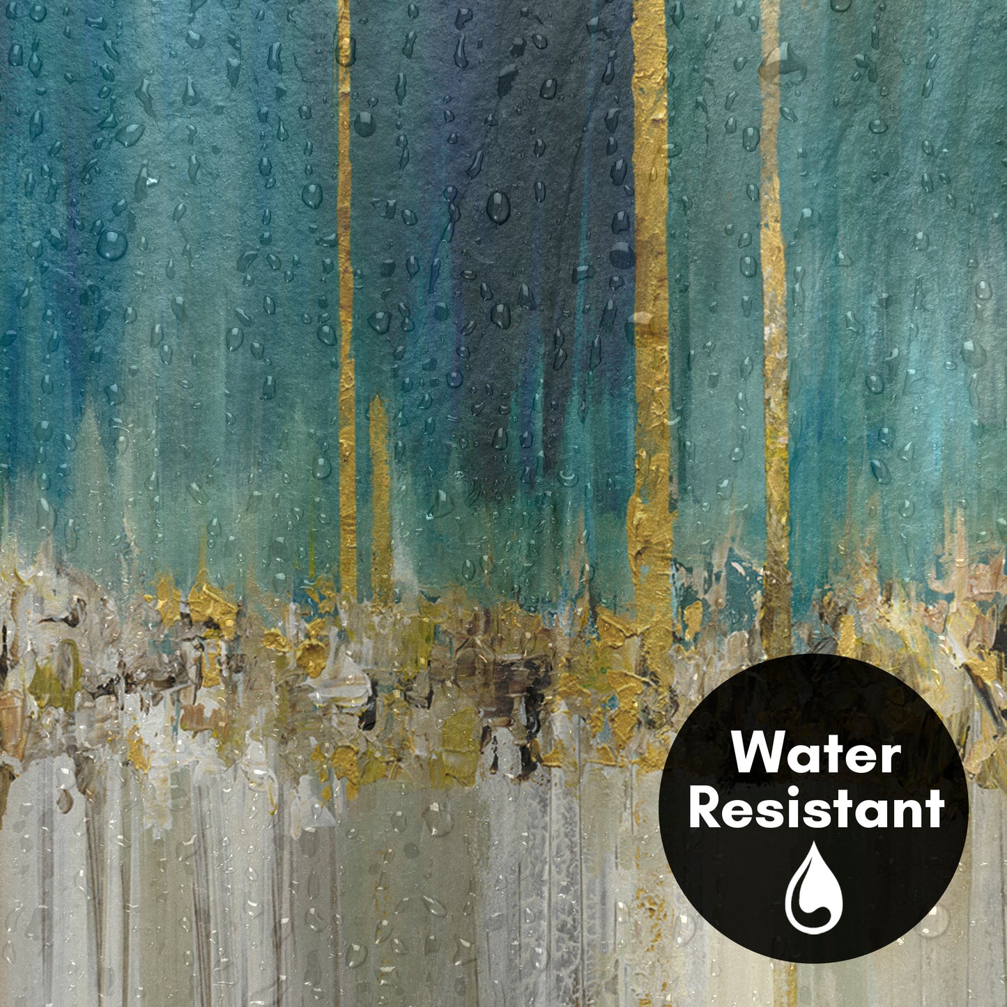 71x74 Abstract Shower Curtain with 12 Metal Grommets | Blue Batik