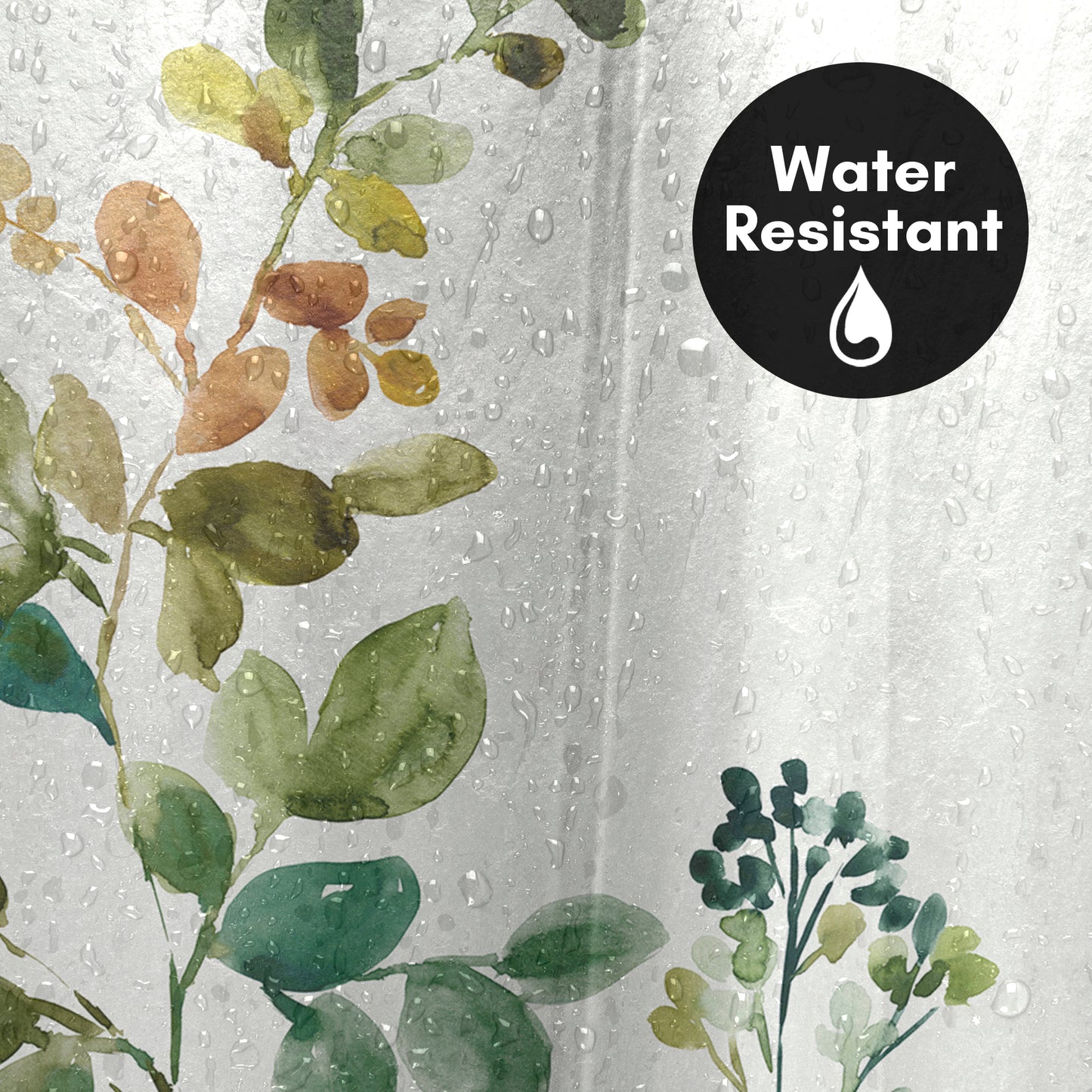 71x74 Boho Shower Curtain with 12 Metal Grommets | Botanical Design