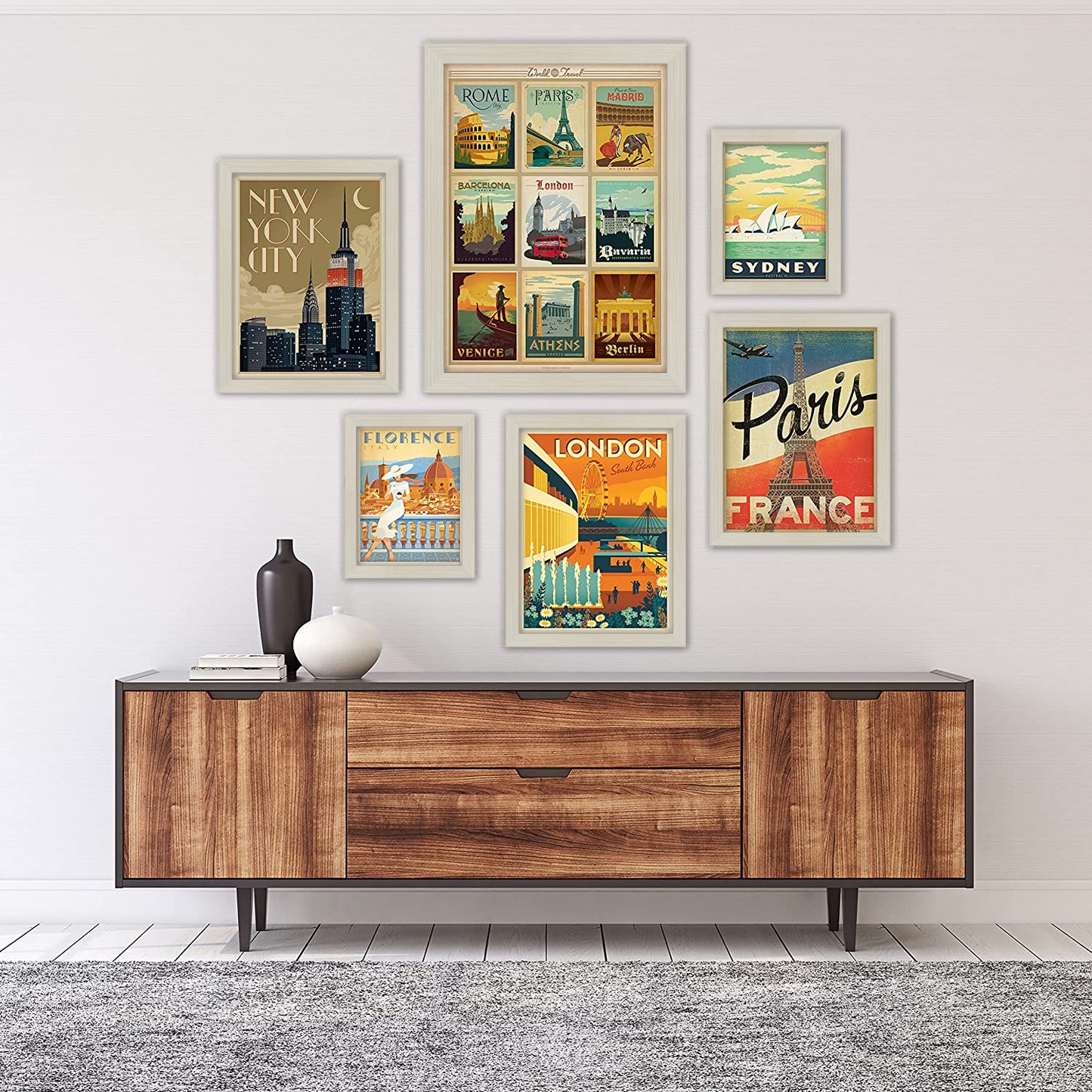 Black and White World Cities by Anderson Design Group - 6 Piece Framed Gallery Wall Set