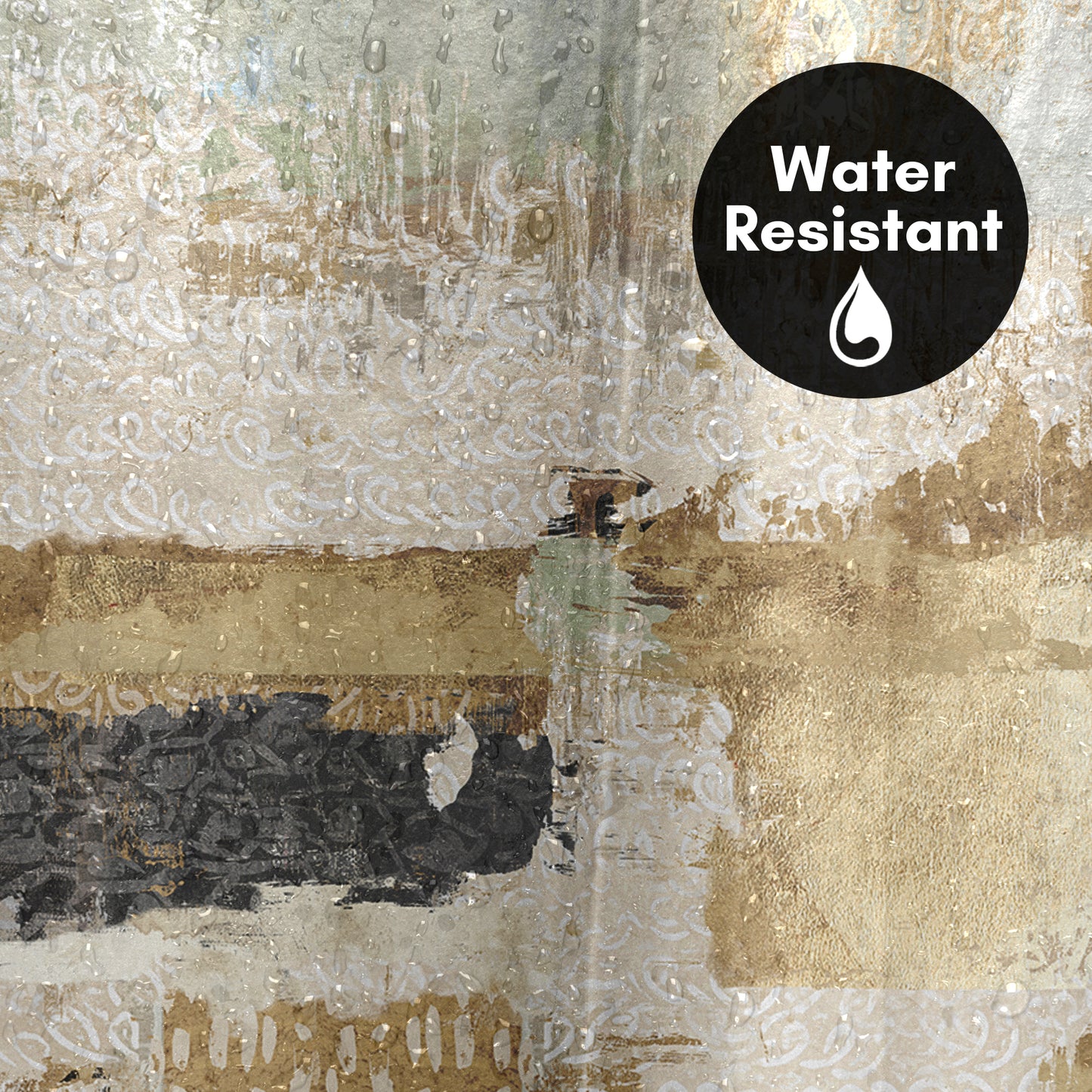 71x74 Abstract Shower Curtain with 12 Metal Grommets | Horizontal Distressed Textures