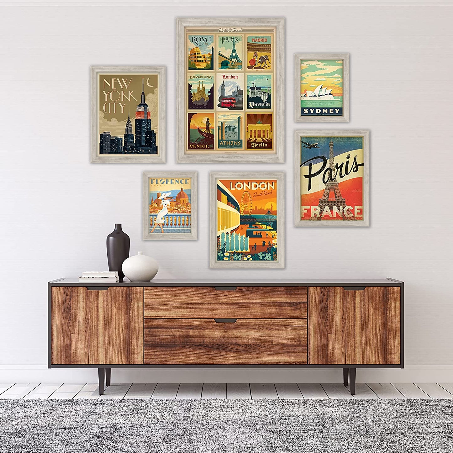 Black and White World Cities by Anderson Design Group - 6 Piece Framed Gallery Wall Set