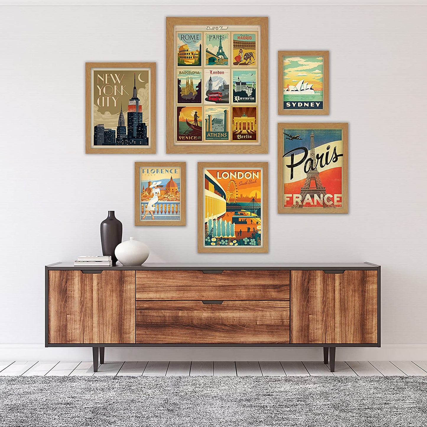 Black and White World Cities by Anderson Design Group - 6 Piece Framed Gallery Wall Set