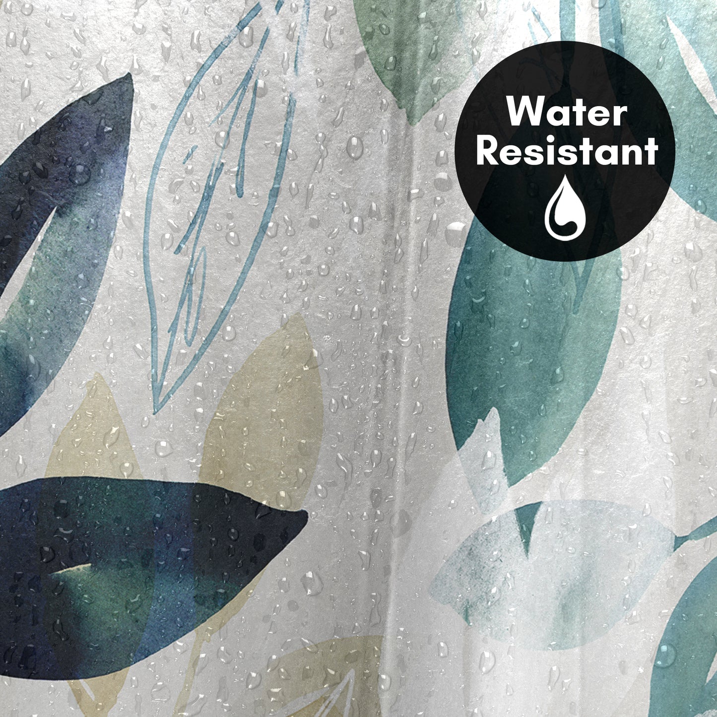 71x74 Abstract Shower Curtain with 12 Metal Grommets | Green Botanical Design