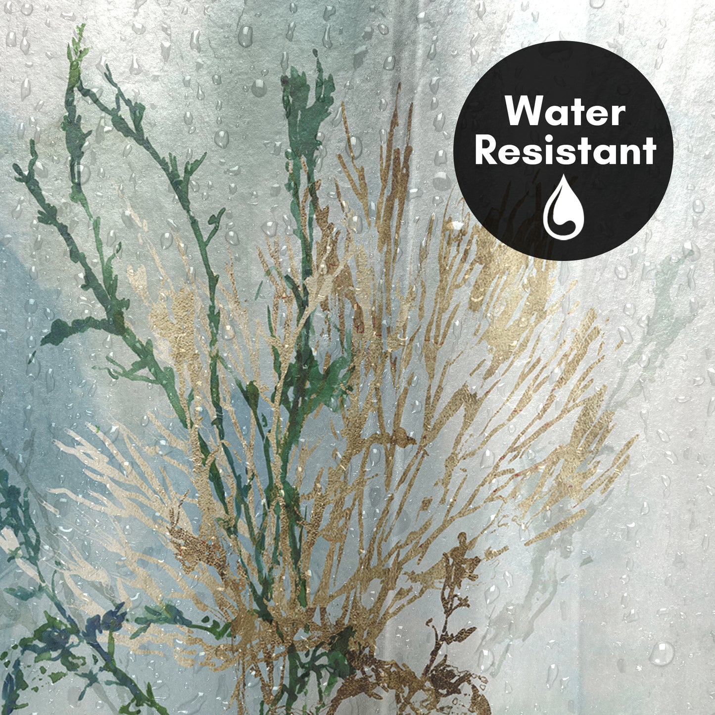 71x74 Abstract Shower Curtain with 12 Metal Grommets | Green Coral