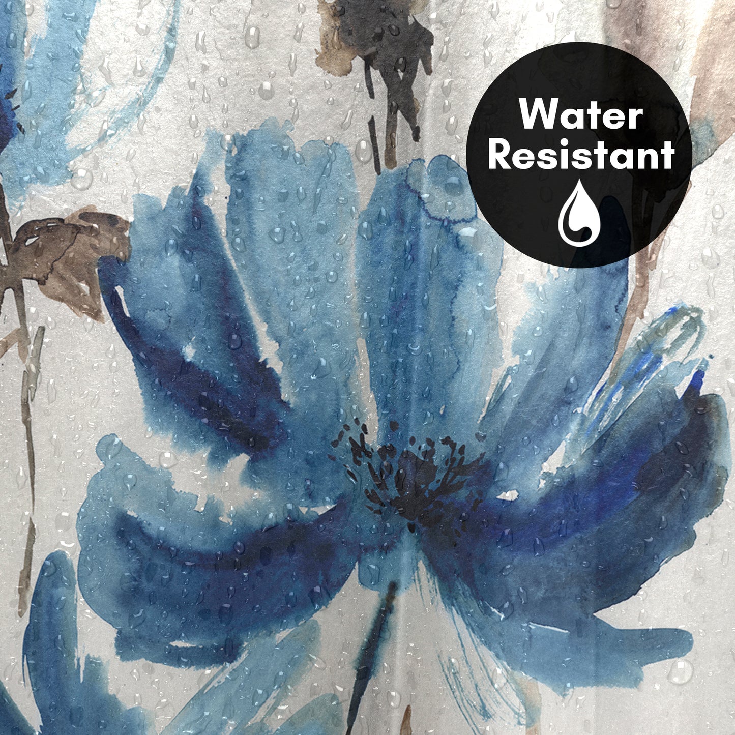 71x74 Floral Shower Curtain with 12 Metal Grommets | Blissful Blue