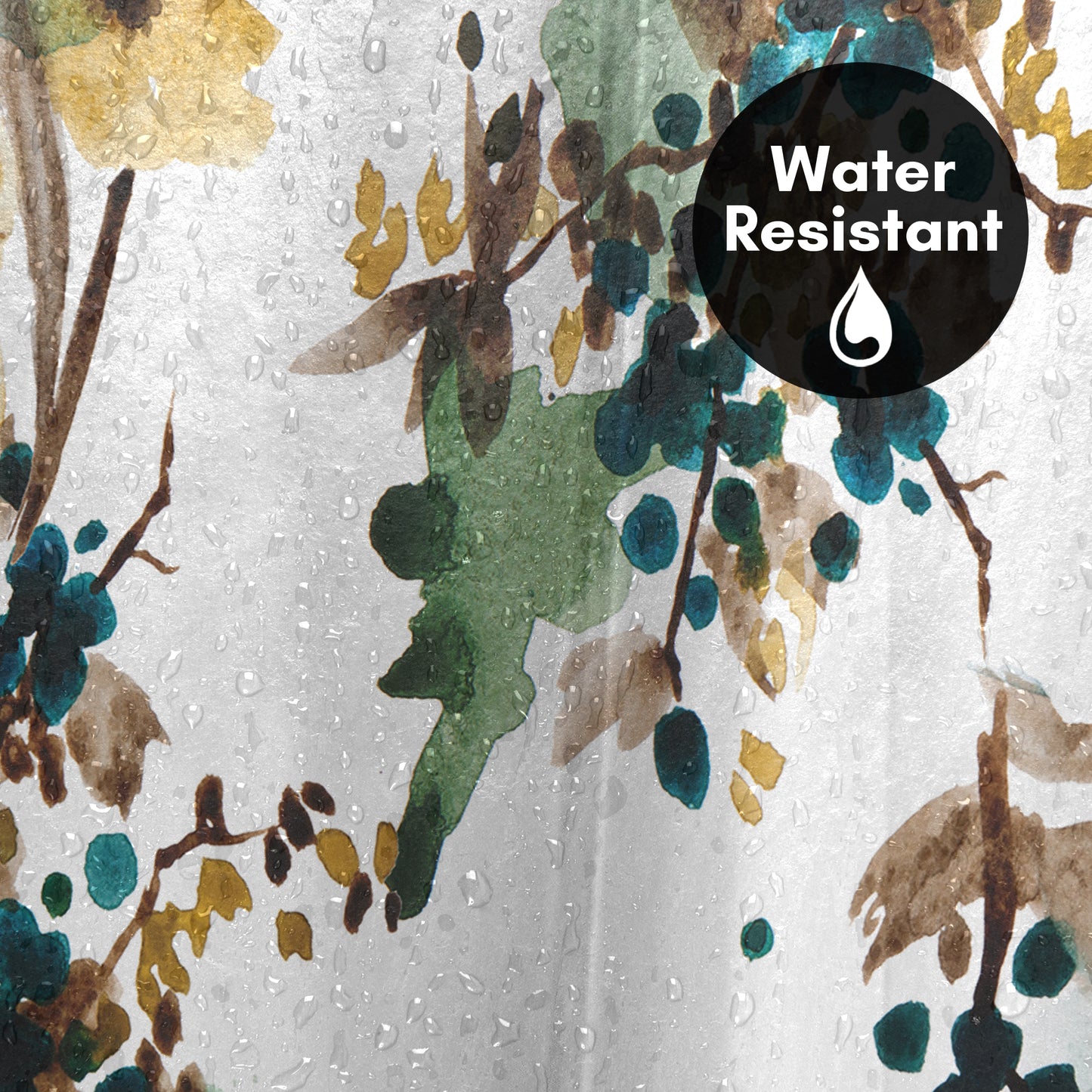 71x74 Abstract Shower Curtain with 12 Metal Grommets | Watercolor Blueberry