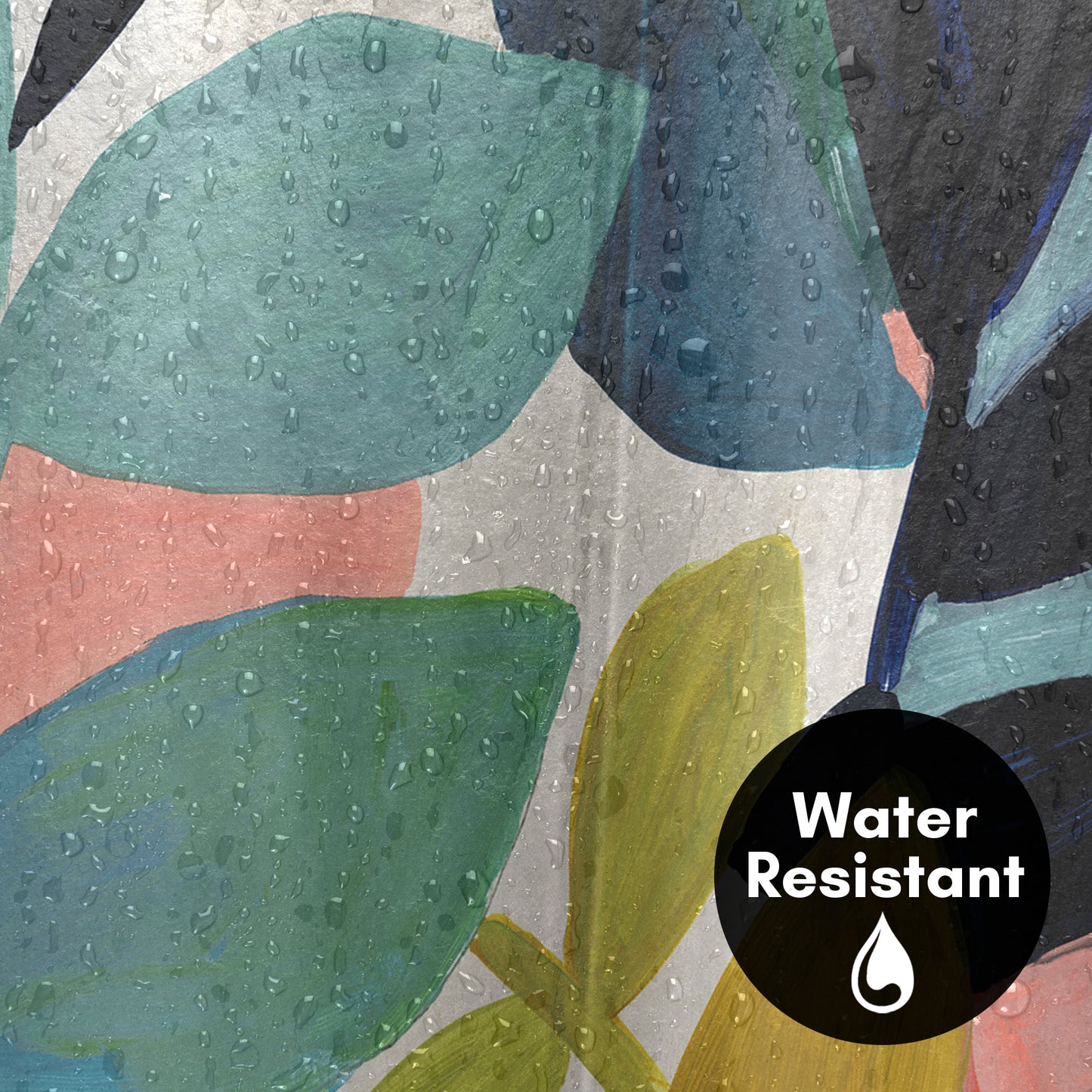 71x74 Abstract Shower Curtain with 12 Metal Grommets | Vibrant Botanical Design