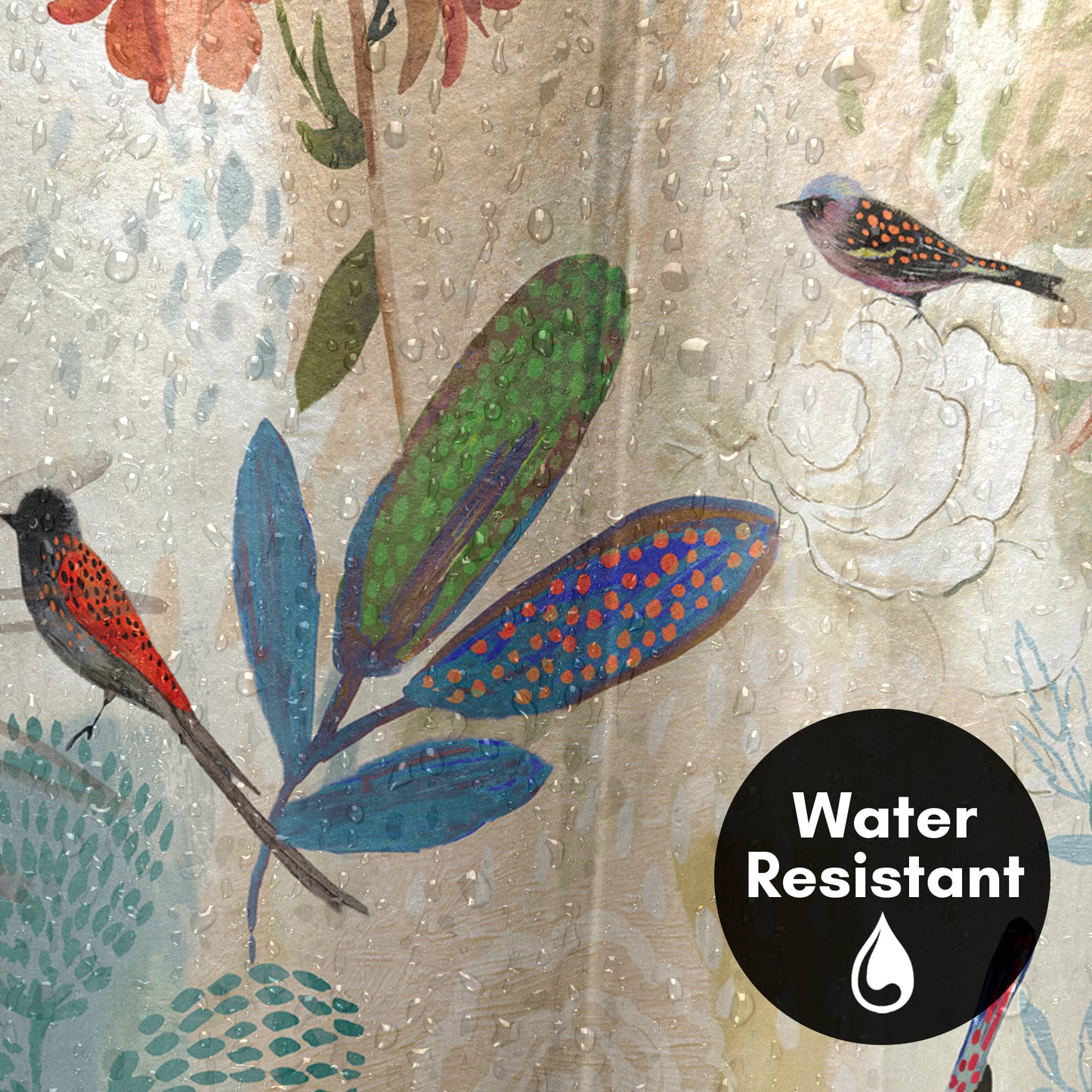 71x74 Abstract Shower Curtain with 12 Metal Grommets | Colorful Botanical Design