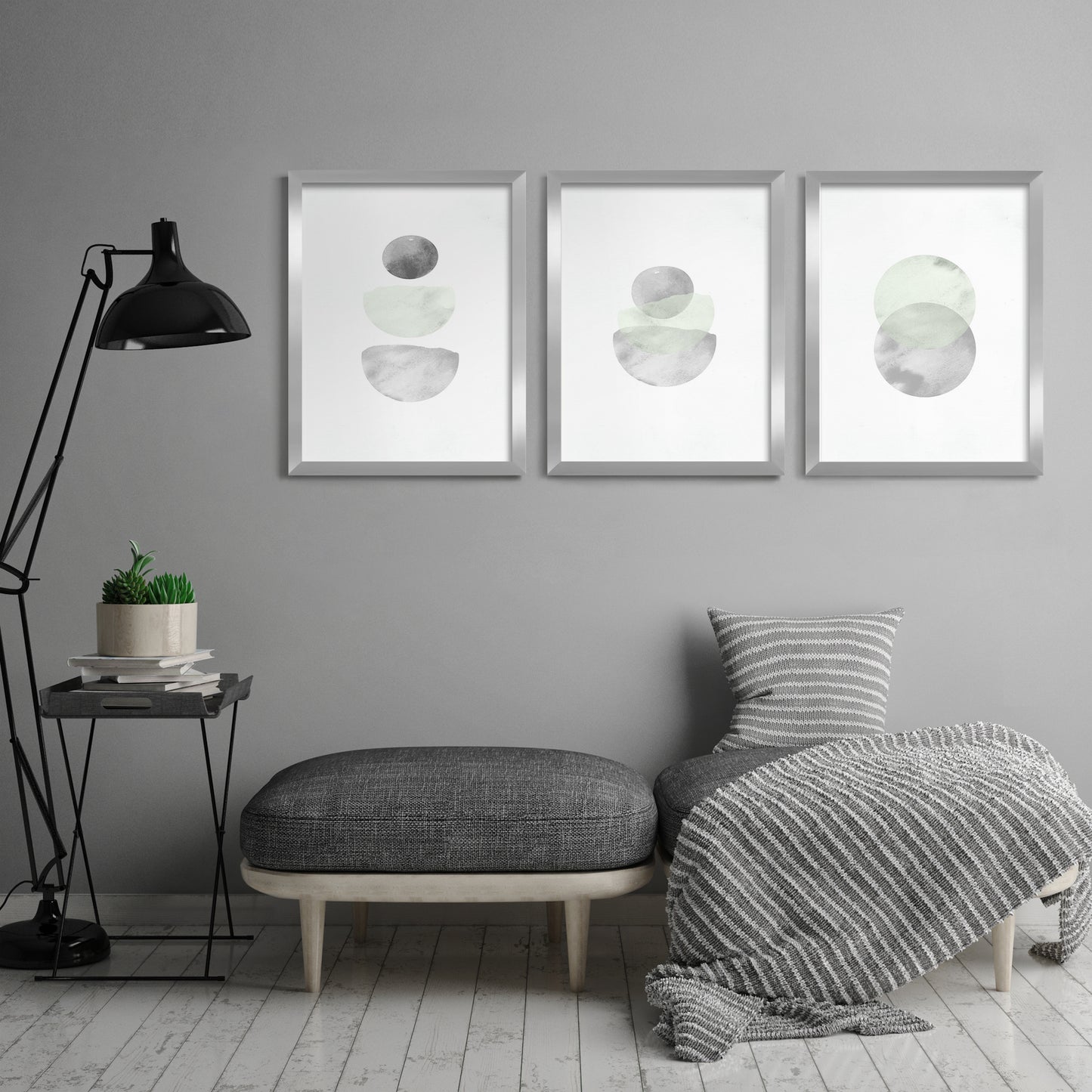 Retro Geo in Stone by Tanya Shumkina - 3 Piece Framed Triptych Wall Art Set