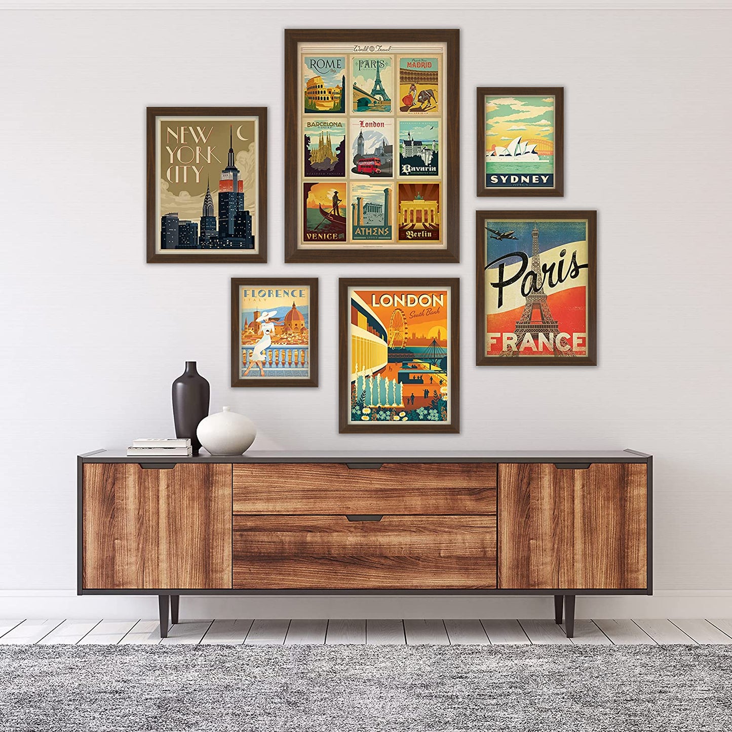 Black and White World Cities by Anderson Design Group - 6 Piece Framed Gallery Wall Set