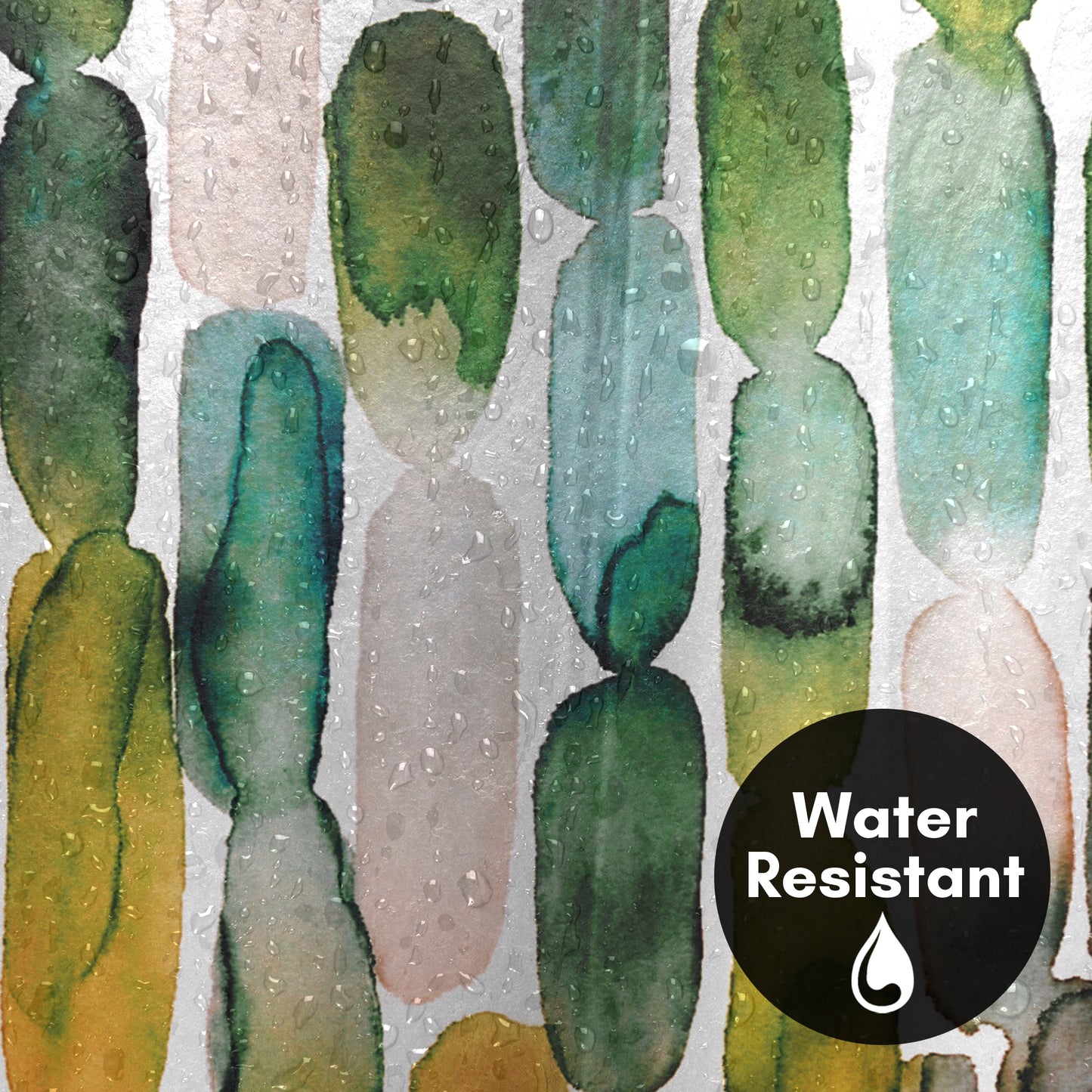 71x74 Abstract Shower Curtain with 12 Metal Grommets | Watercolor Strokes