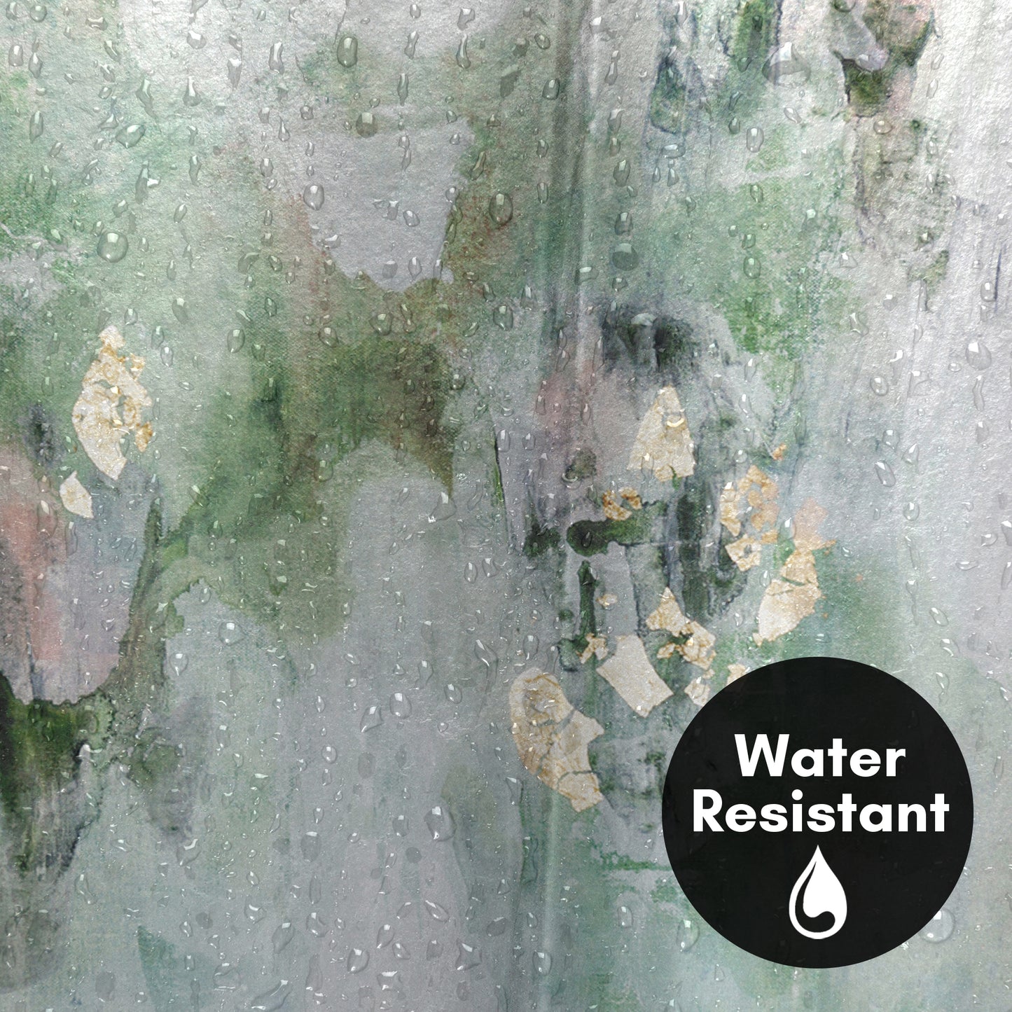 71x74 Abstract Shower Curtain with 12 Metal Grommets | Green Modern Design