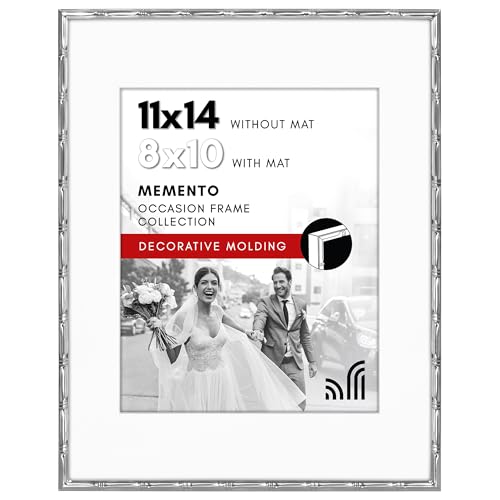 Americanflat Picture Frame with Mat | Bamboo-Style Molding | Shatter-Resistant Glass