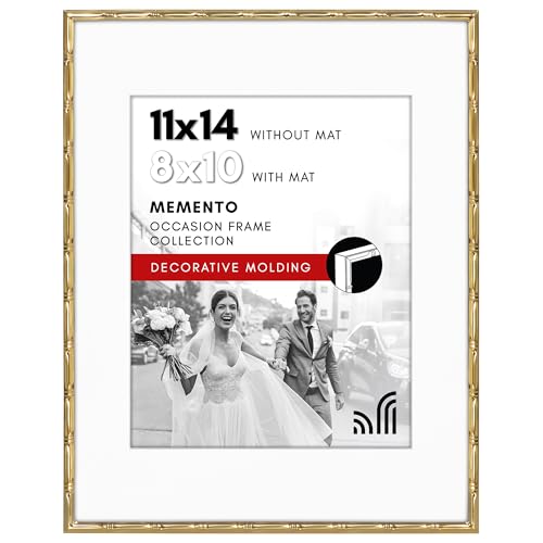 Americanflat Picture Frame with Mat | Bamboo-Style Molding | Shatter-Resistant Glass