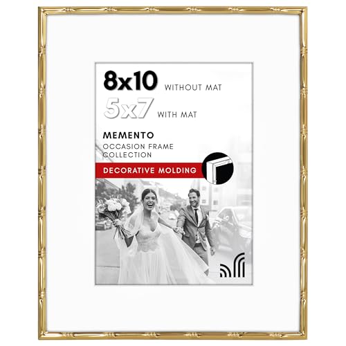 Americanflat Picture Frame with Mat | Bamboo-Style Molding | Shatter-Resistant Glass