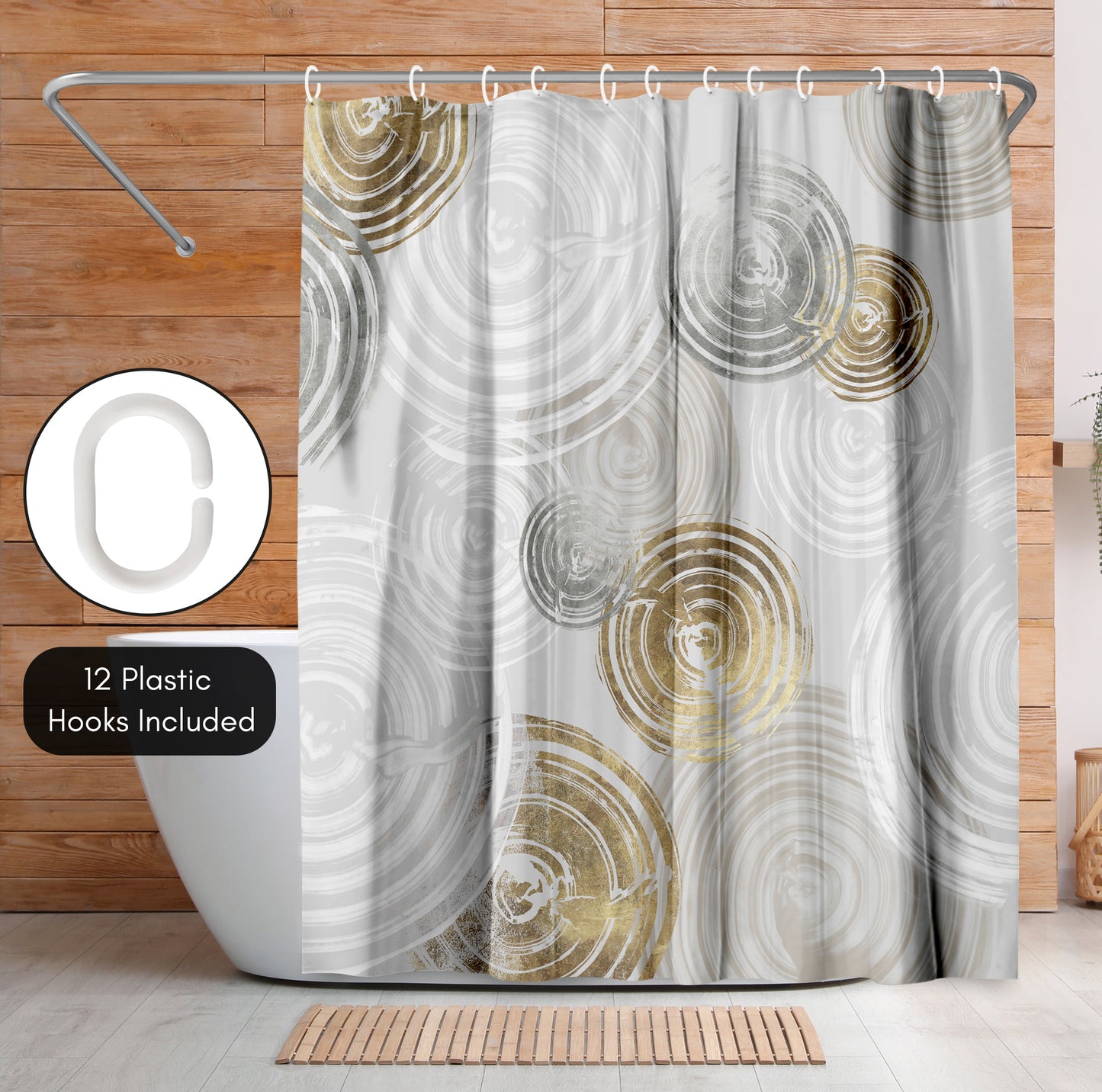 71" x 74" Abstract Shower Curtain with 12 Hooks, Spinning I by Pi Creative Art