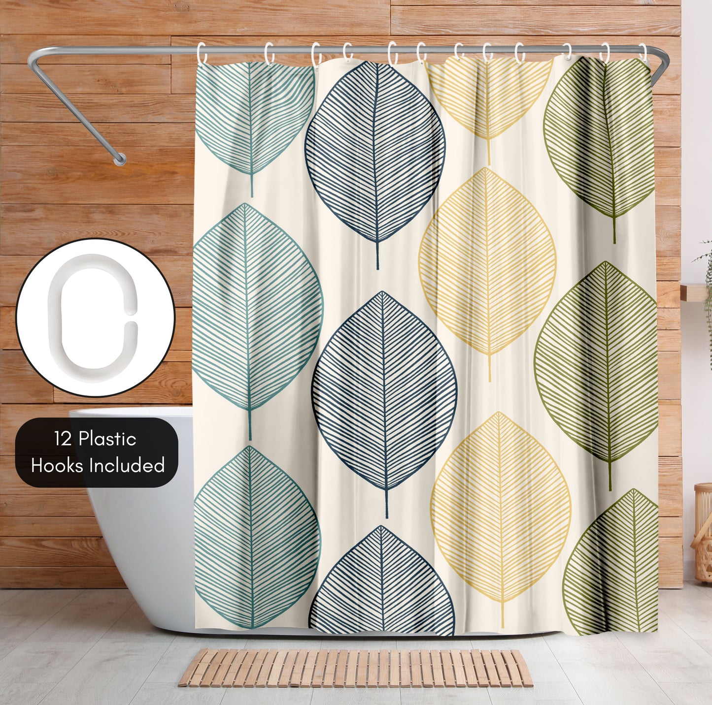 71x74 Botanical Shower Curtain with 12 Metal Grommets | Multicolor