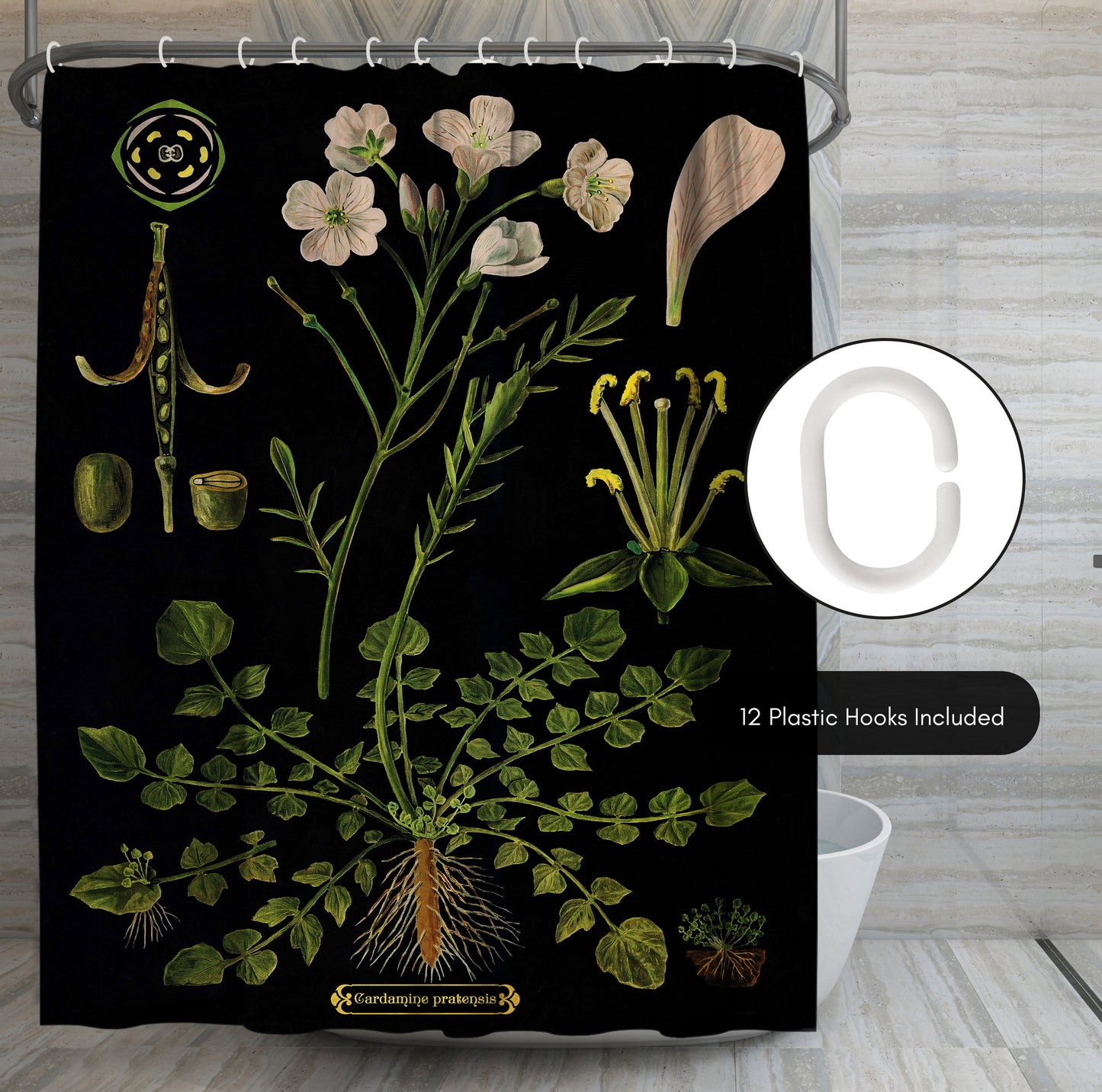 71x74 Botanical Shower Curtain with 12 Metal Grommets | Cuckoo Flower