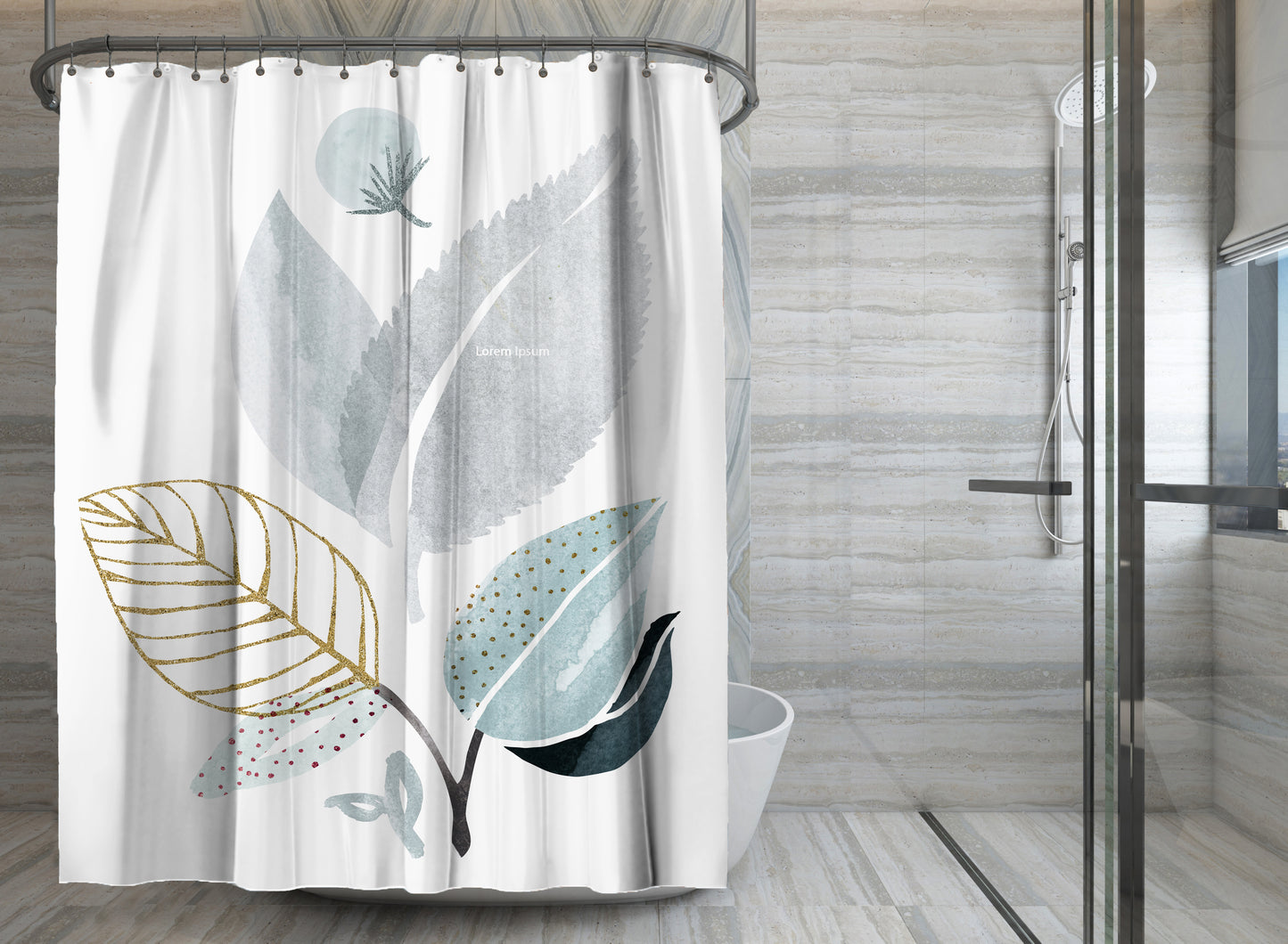 71" x 74" Decorative Shower Curtain with 12 Hooks, Forest Friends by Modern Tropical