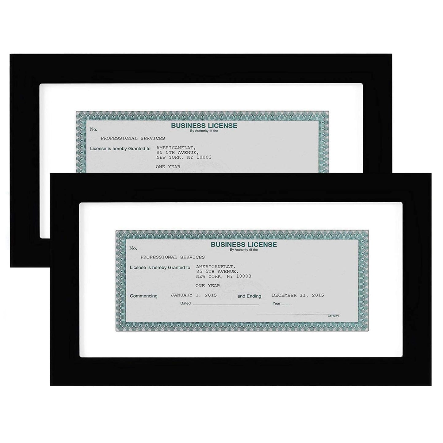 Americanflat License Frame | Set of 2 | 3.5x8 Mat | Shatter-Resistant Glass
